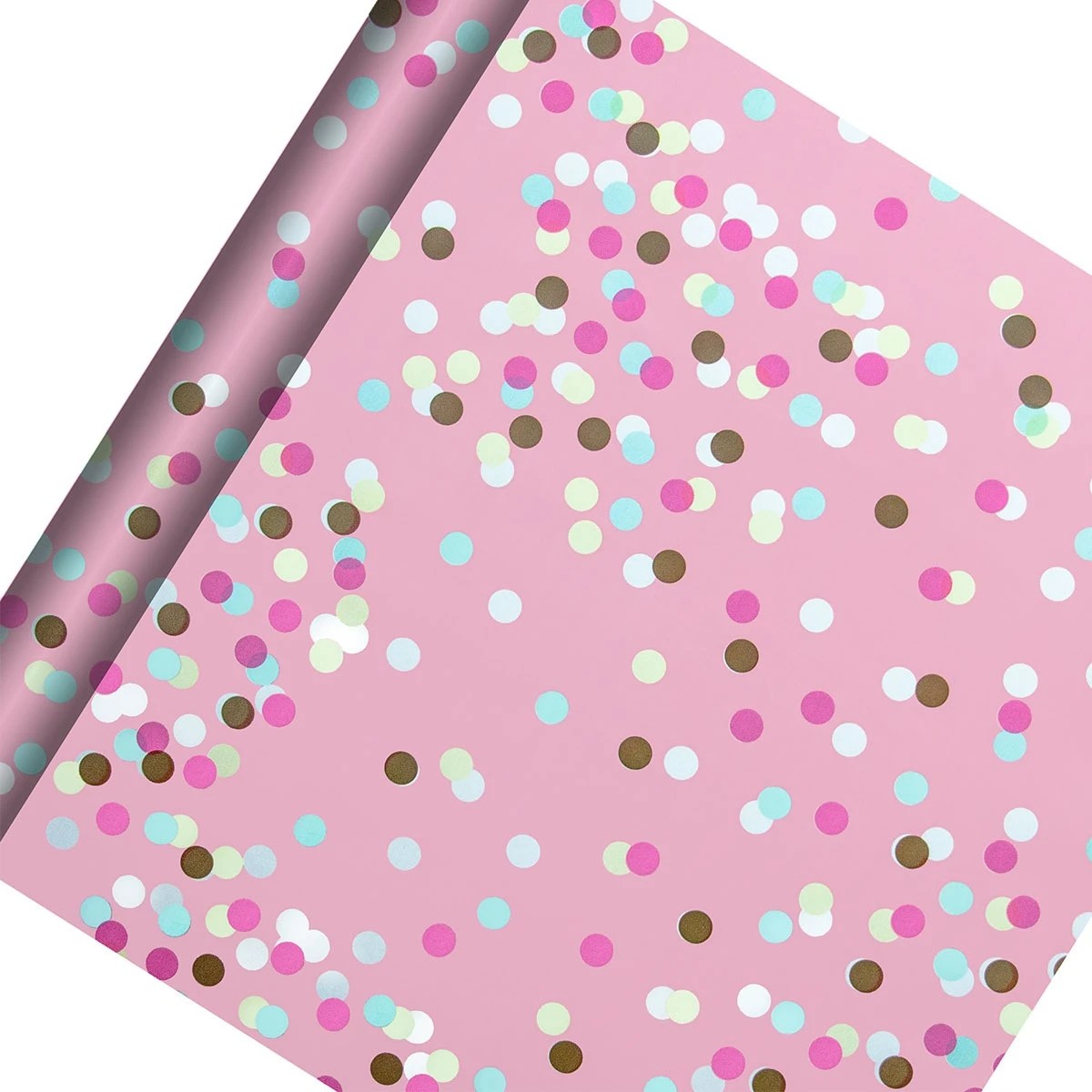 1 Hallmark Gift Wrap Roll - Pink Confetti, 1 of 3