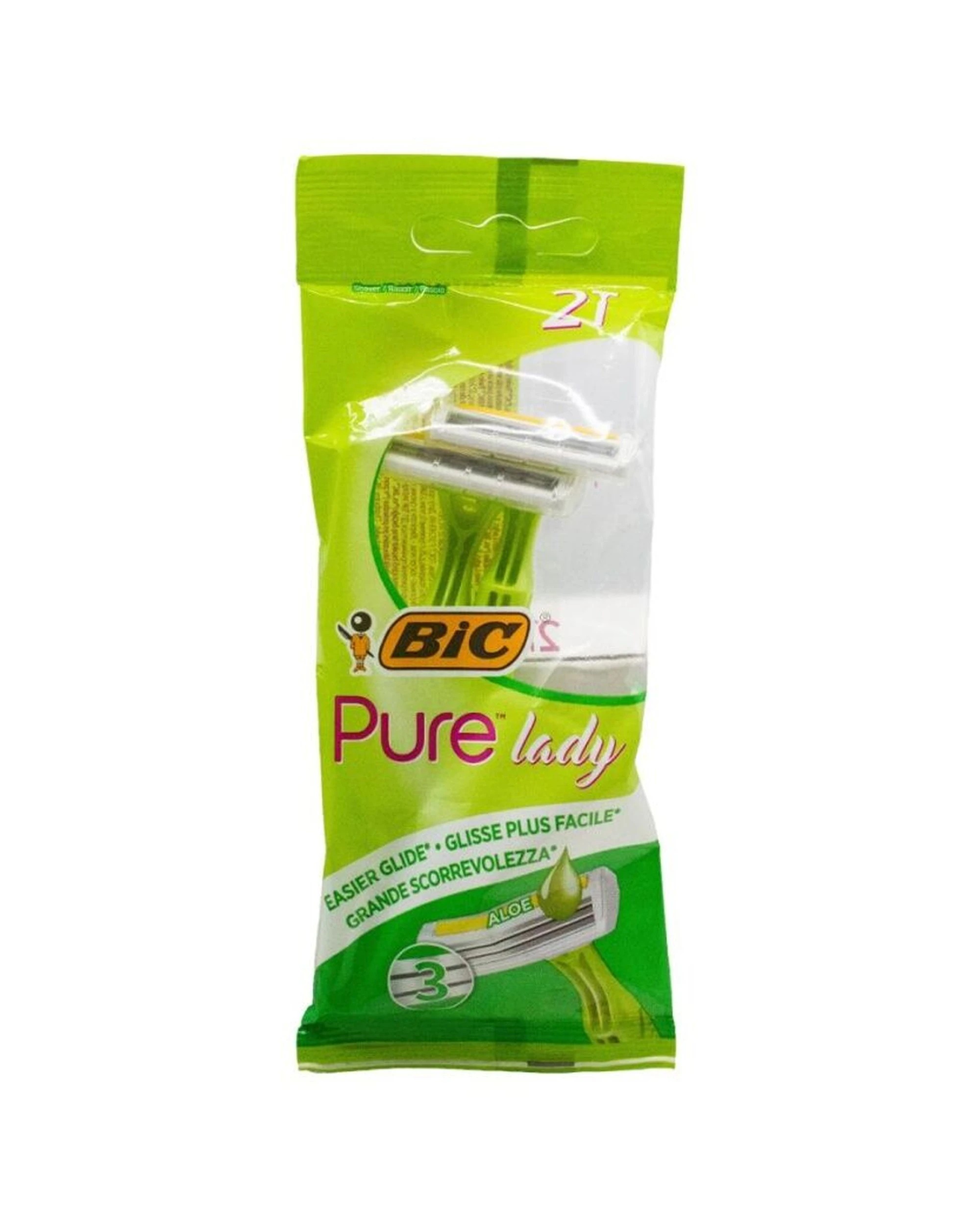 2 Bic 5x 2PK Pure Lady 3 Blade Womens Disposable Shaver Razor Aloe Infused - Green, 2 of 3