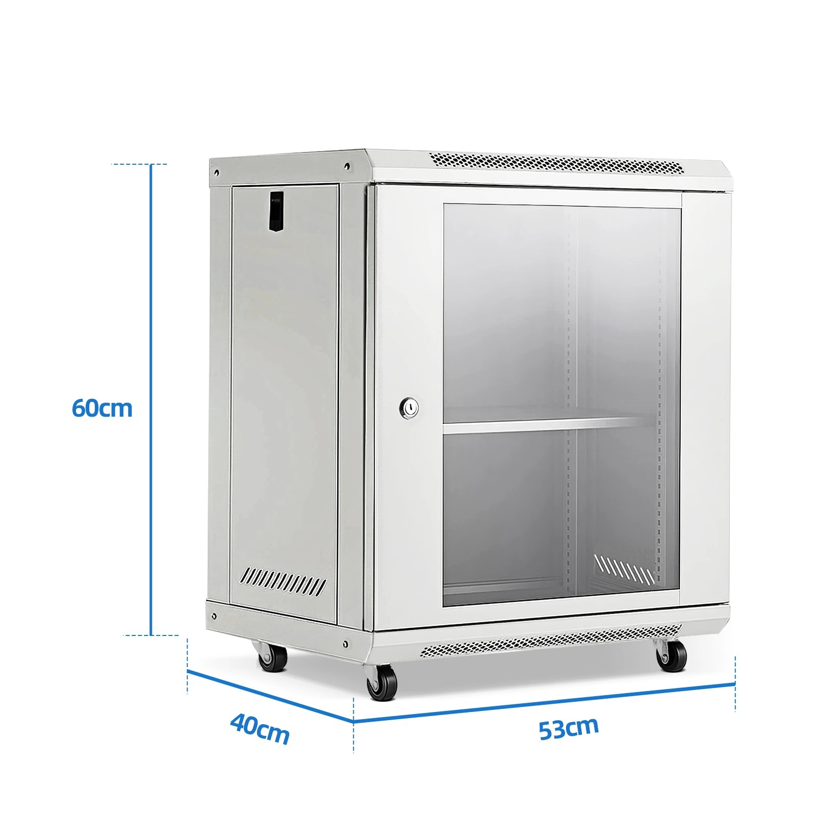 5 Ausway 12U Server Cabinet Rack Network Data Case Wall Mount LAN Enclosure Comms 19Inch 400mm Deep Locking Glass Door, 5 of 10