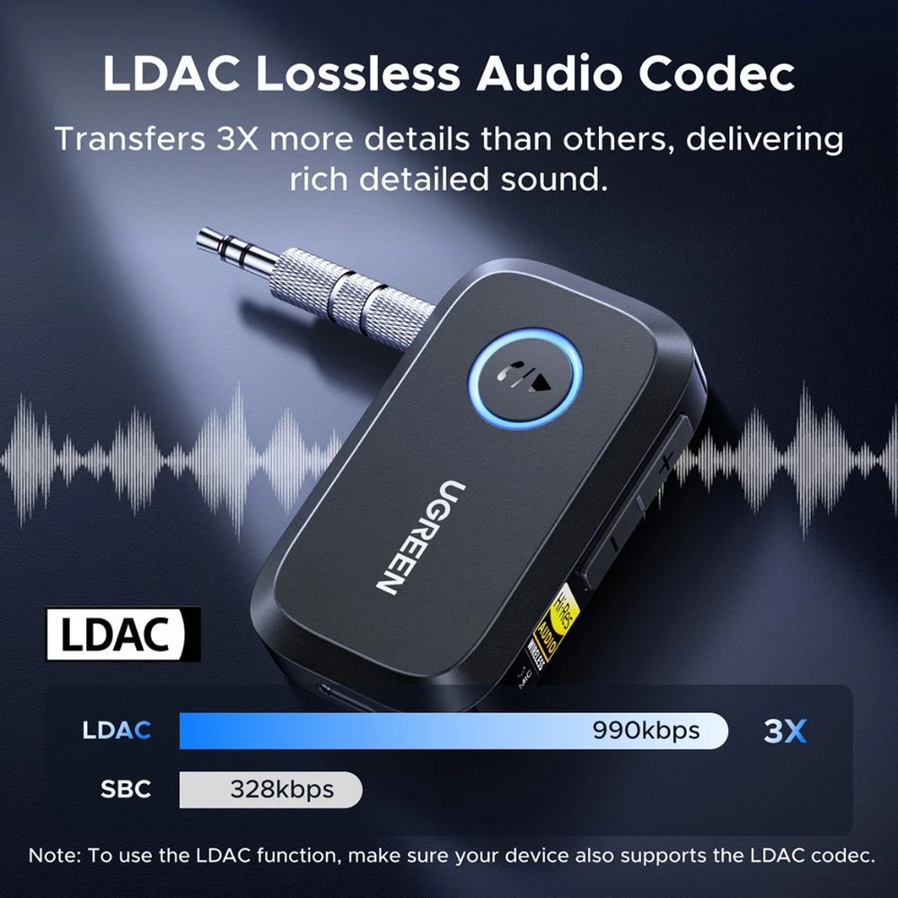 3 UGREEN Bluetooth Receiver Audio Adapter 6.0, 3 of 5