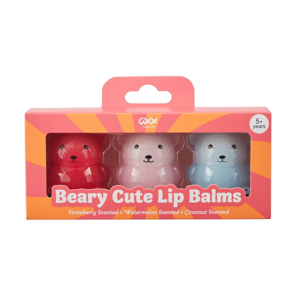 1 OXX Junior 3 Piece Beary Cute Lip Balms - Strawberry, Watermelon and Coconut Scented, 1 of 5