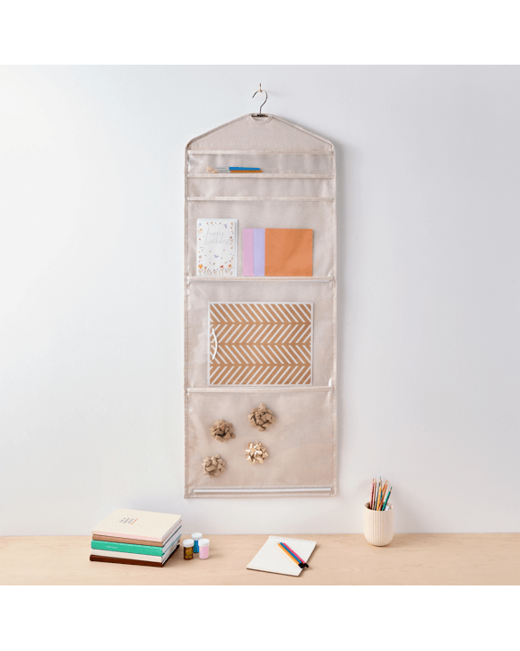 Linen Look Hanging Craft Organiser - Beige