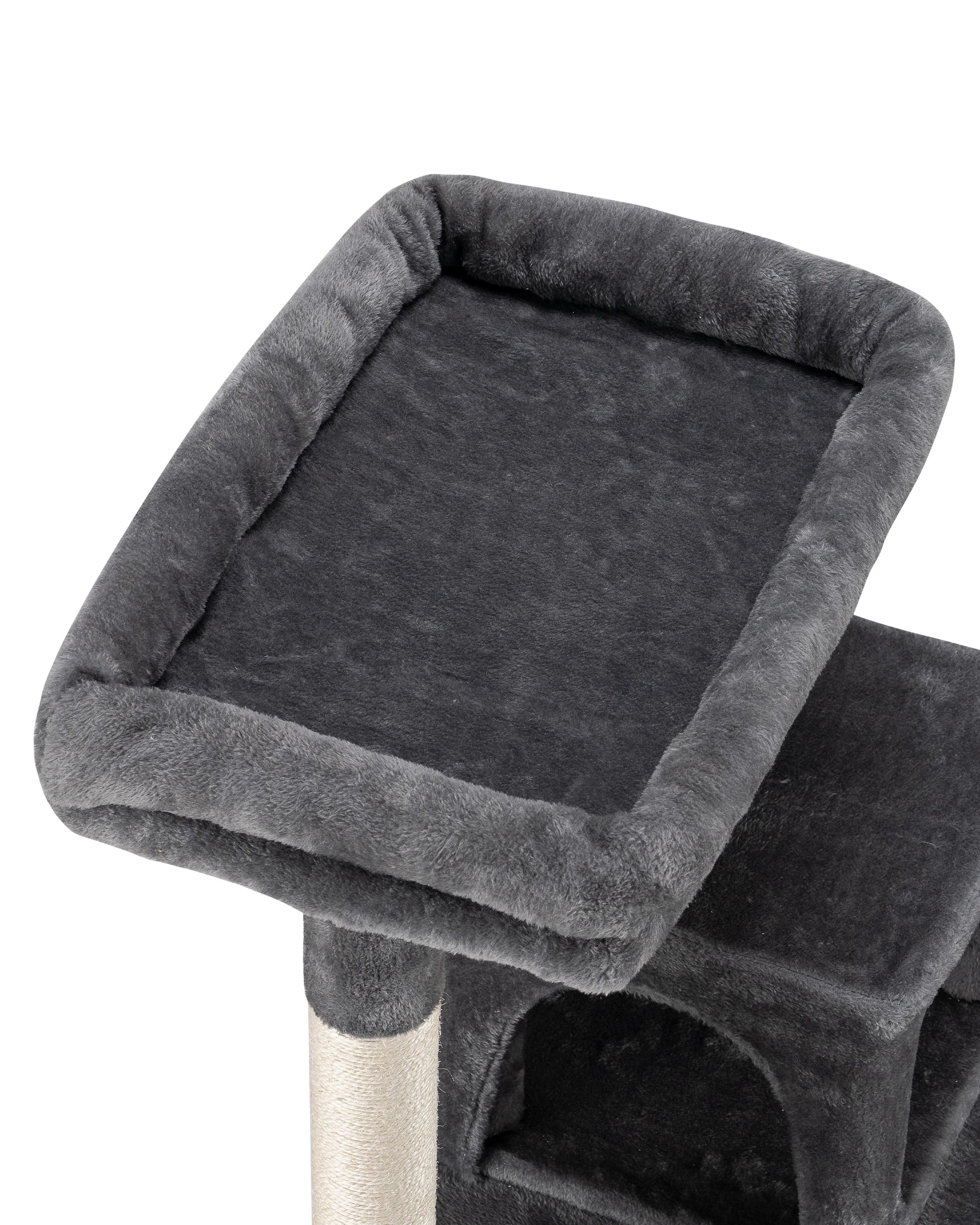 3 Petzly Cat Tree Tower Scratching Post Scratcher Condo House Bed 142cm Dark Grey, 3 of 8
