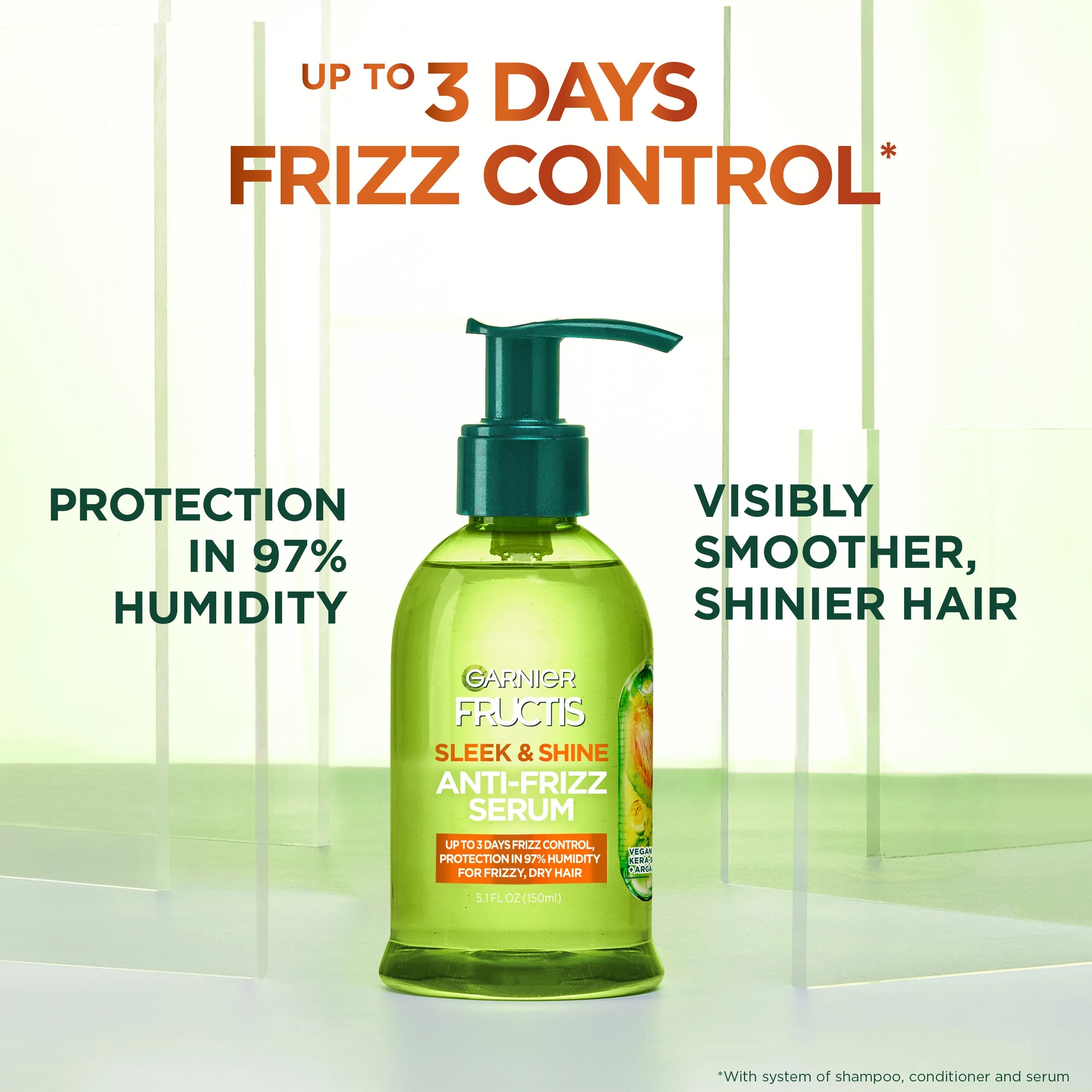 2 150ml Garnier Fructis Sleek and Shine Anti-Frizz Serum, 2 of 7