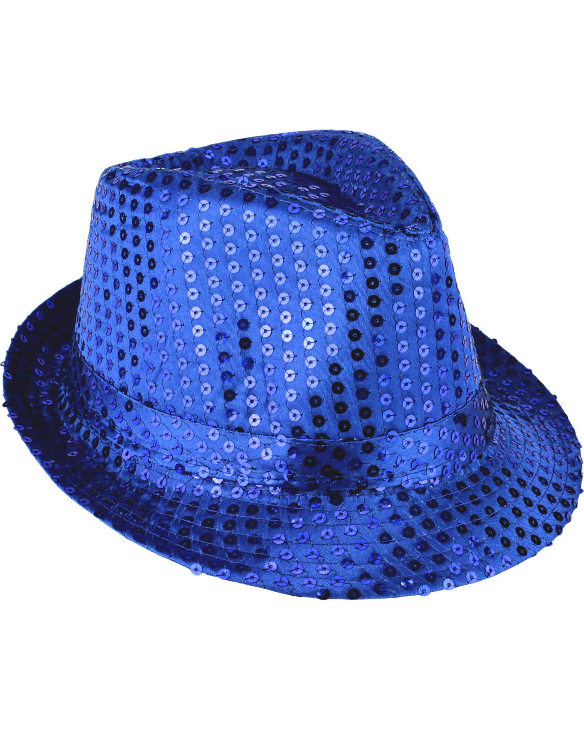 1 Partyrama Adult Sequin Trilby Hat - Blue, 1 of 1