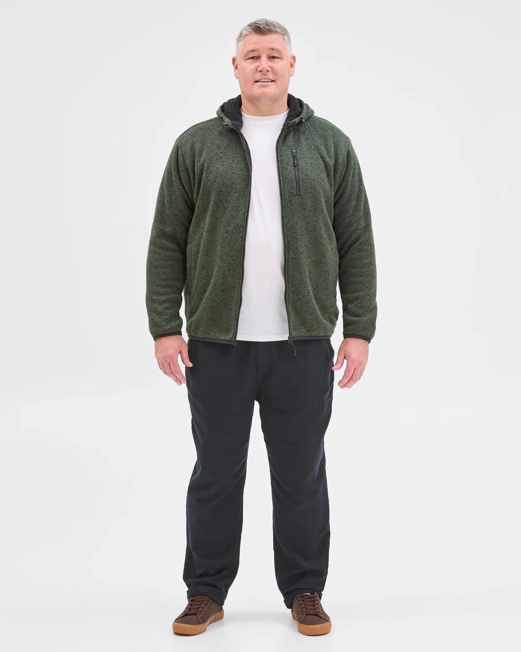 5 Target Man Plus Plus Size Teddy Zip Through Fleece Hoodie GREEN, 5 of 6