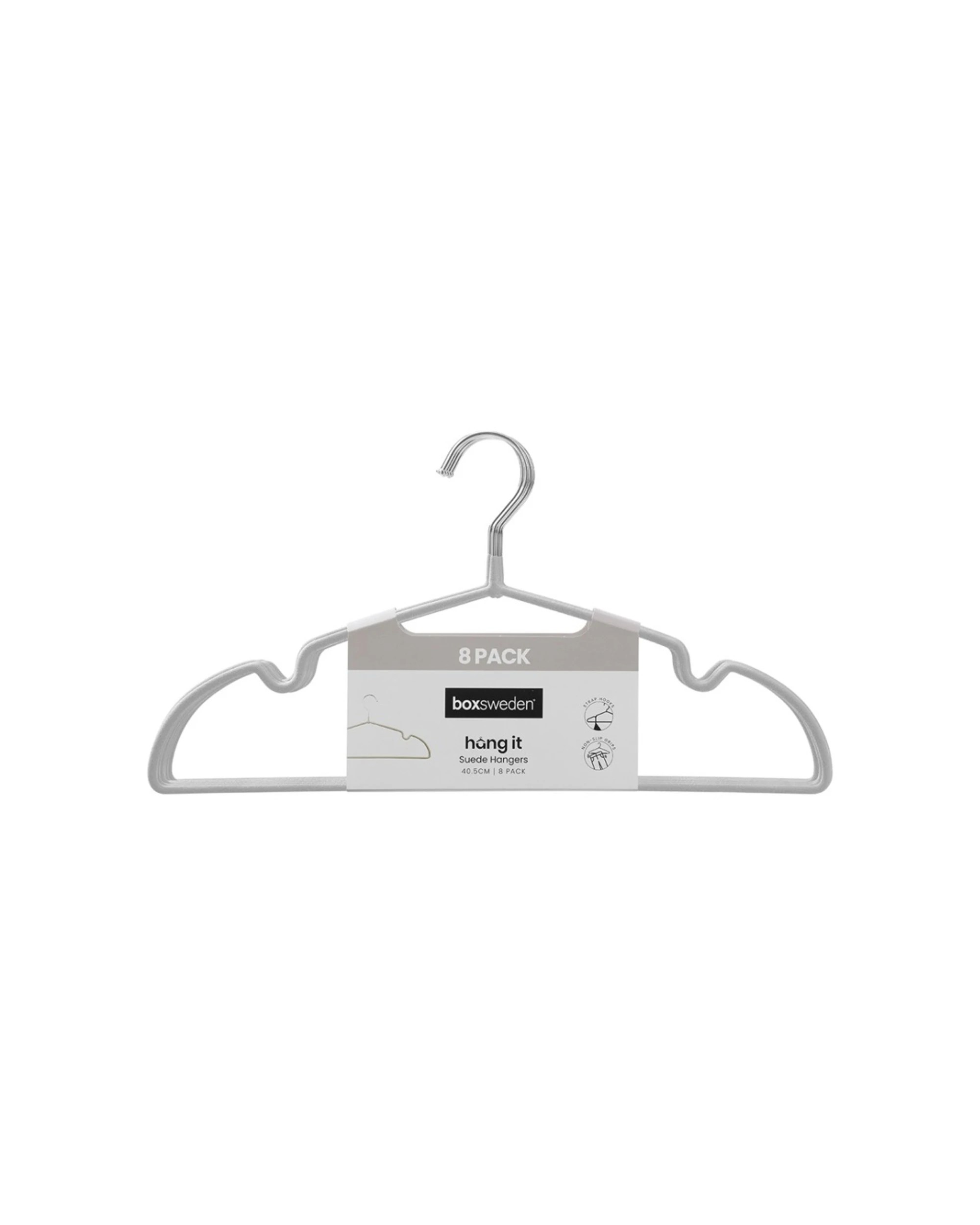 2 Boxsweden 6x 8PK Hangit Suede Wardrobe Clothes Hangers Non-Slip 40.5cm - Grey, 2 of 7