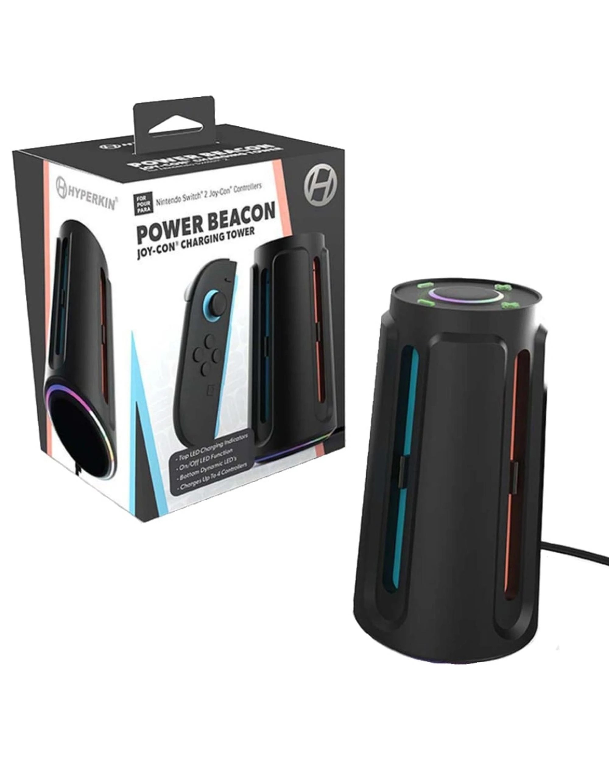 1 Hyperkin Power Beacon Joy-Con Charging Tower for Nintendo Switch 2 - Black, 1 of 7