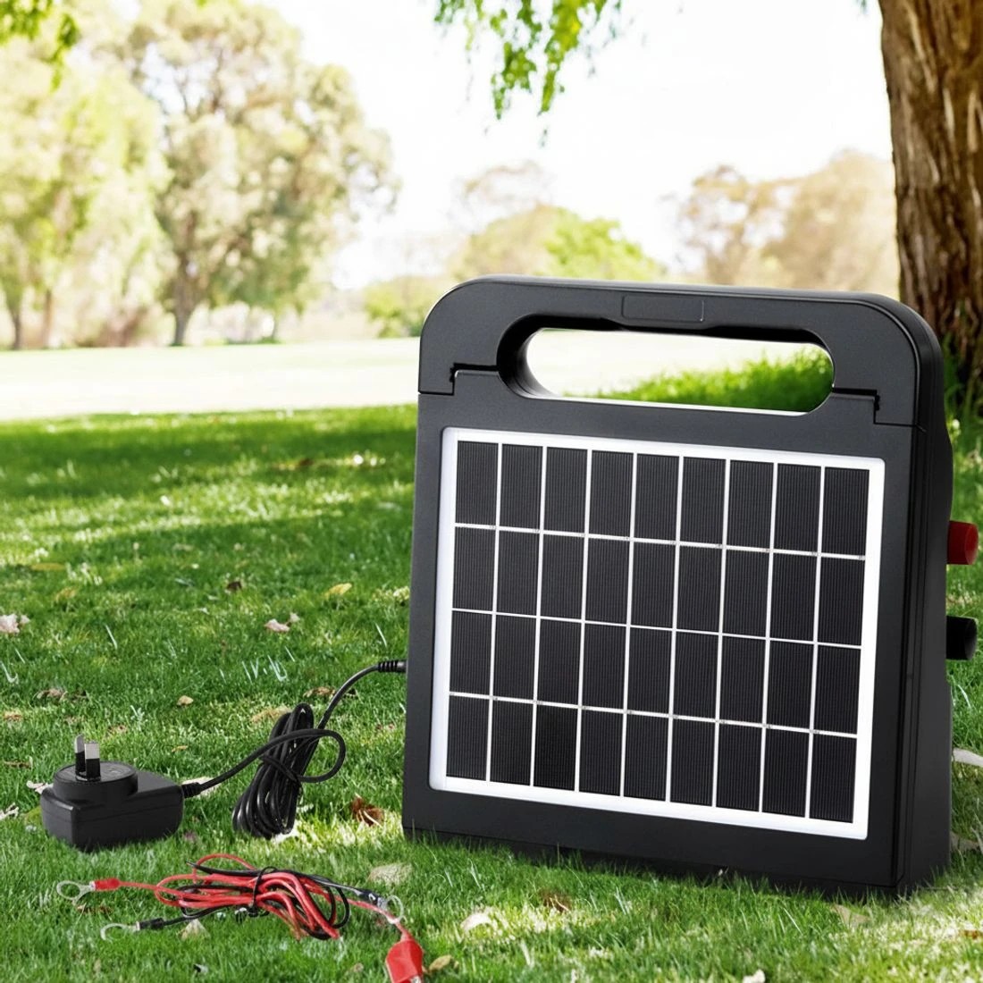 6 Giantz 5-10km Electric Fence Energiser Solar Farm 0.3J   - Black, 6 of 6