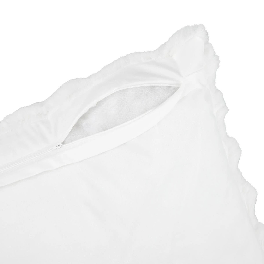 4 60cm Wave Faux Fur Cushion - White, 4 of 4