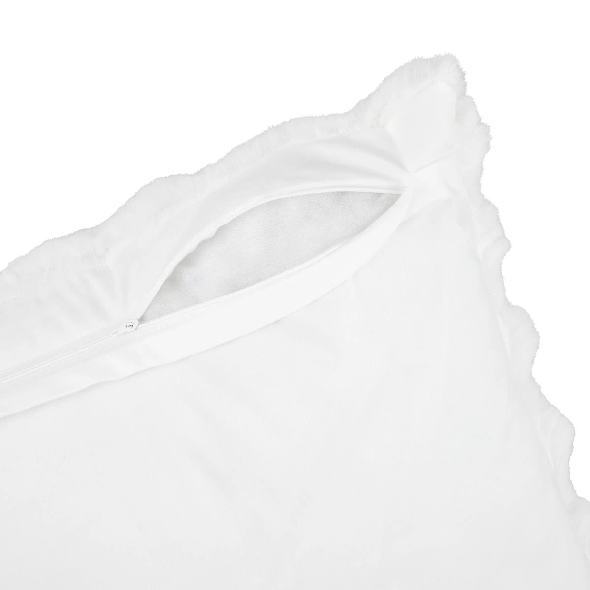 4 60cm Wave Faux Fur Cushion - White, 4 of 4