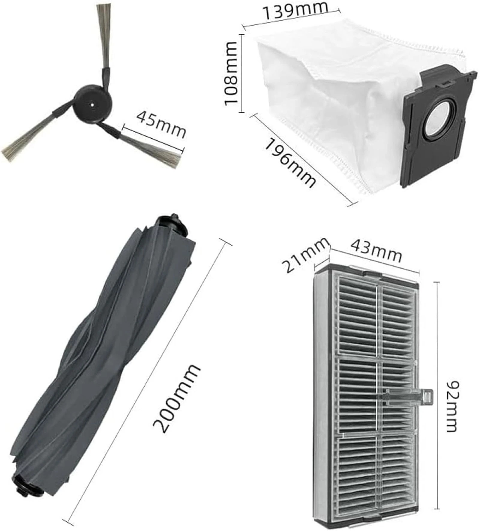 4 Hygieia Value Kit For Dreame X40 Ultra Robot Vacuum Cleaners - Charcoal, 4 of 5