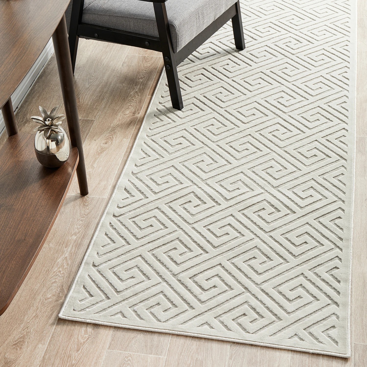 2 Common Ground Rugs Citadel Alice 300x80cm - Medium Runner Power Loomed Rug - White, 2 of 7