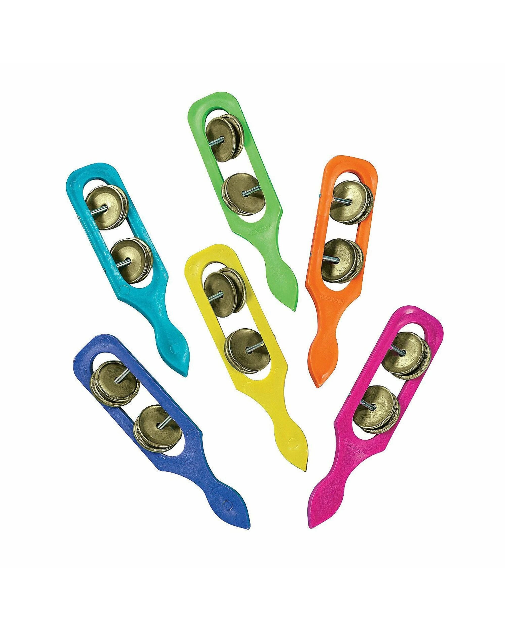 1 Partyrama Mini Coloured Tambourine Sticks Pack of 12, 1 of 2