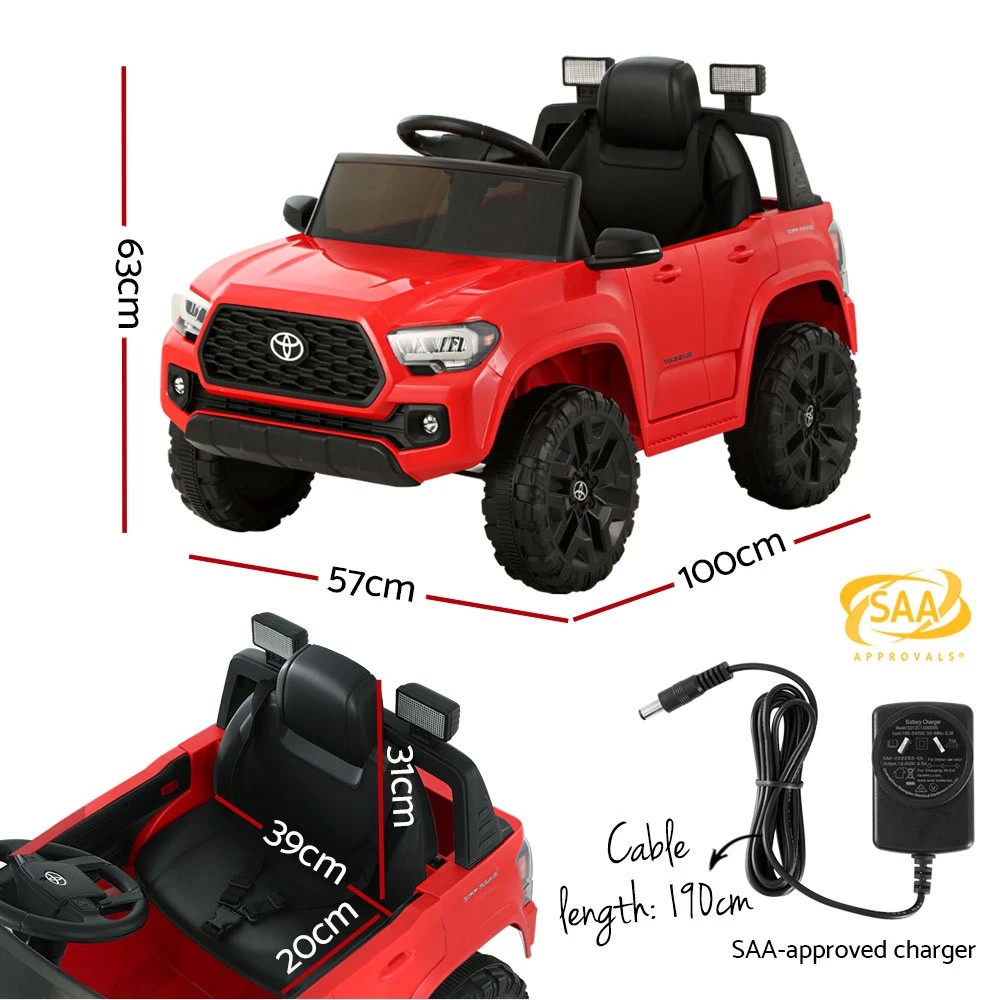 2 Kids Electric Ride On Car Toyota Tacoma Off Road Jeep Toy Cars Remote 12V - Red, 2 of 6