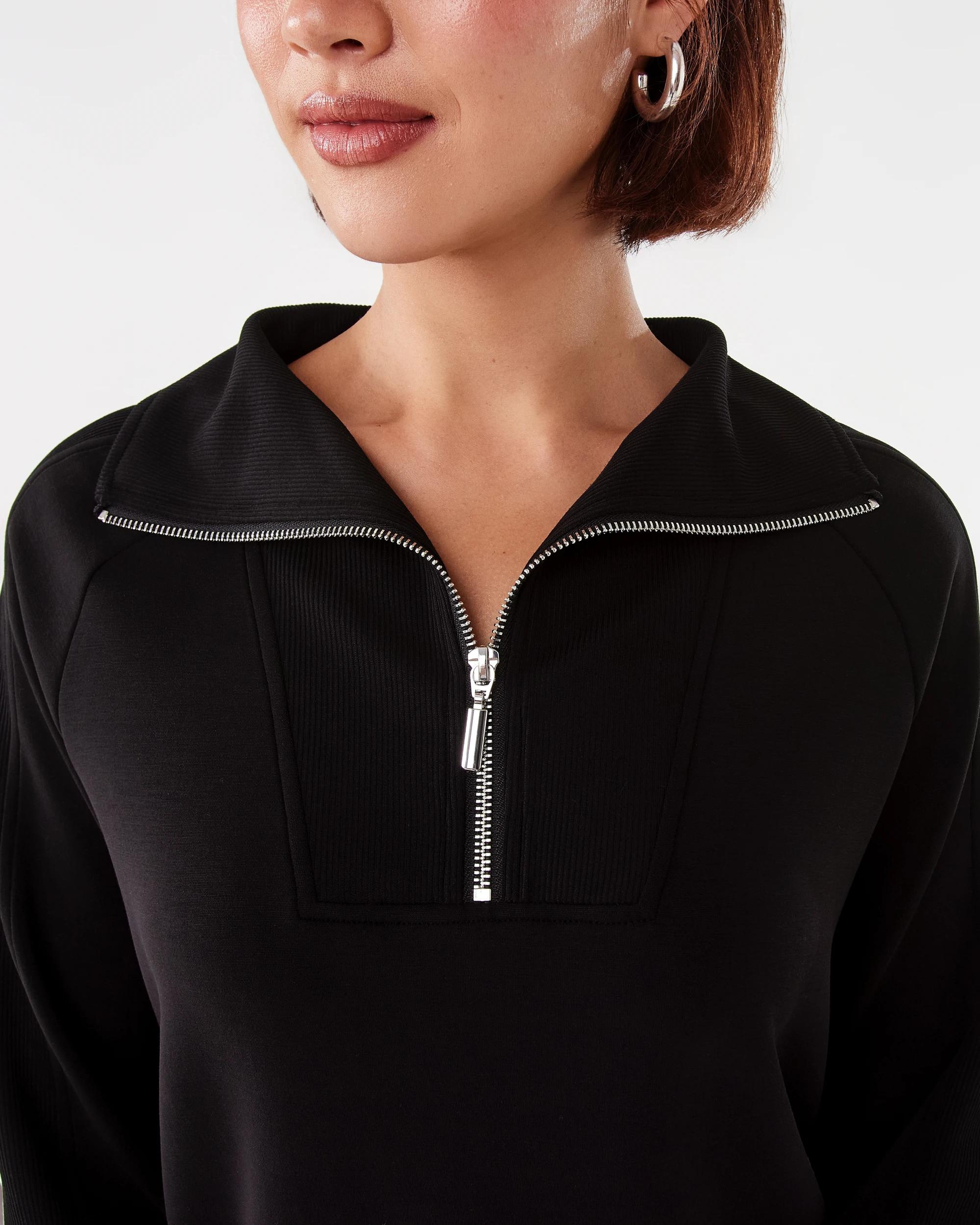 6 Active Womens Soft Modal Quarter Zip Jumper Black, 6 of 8