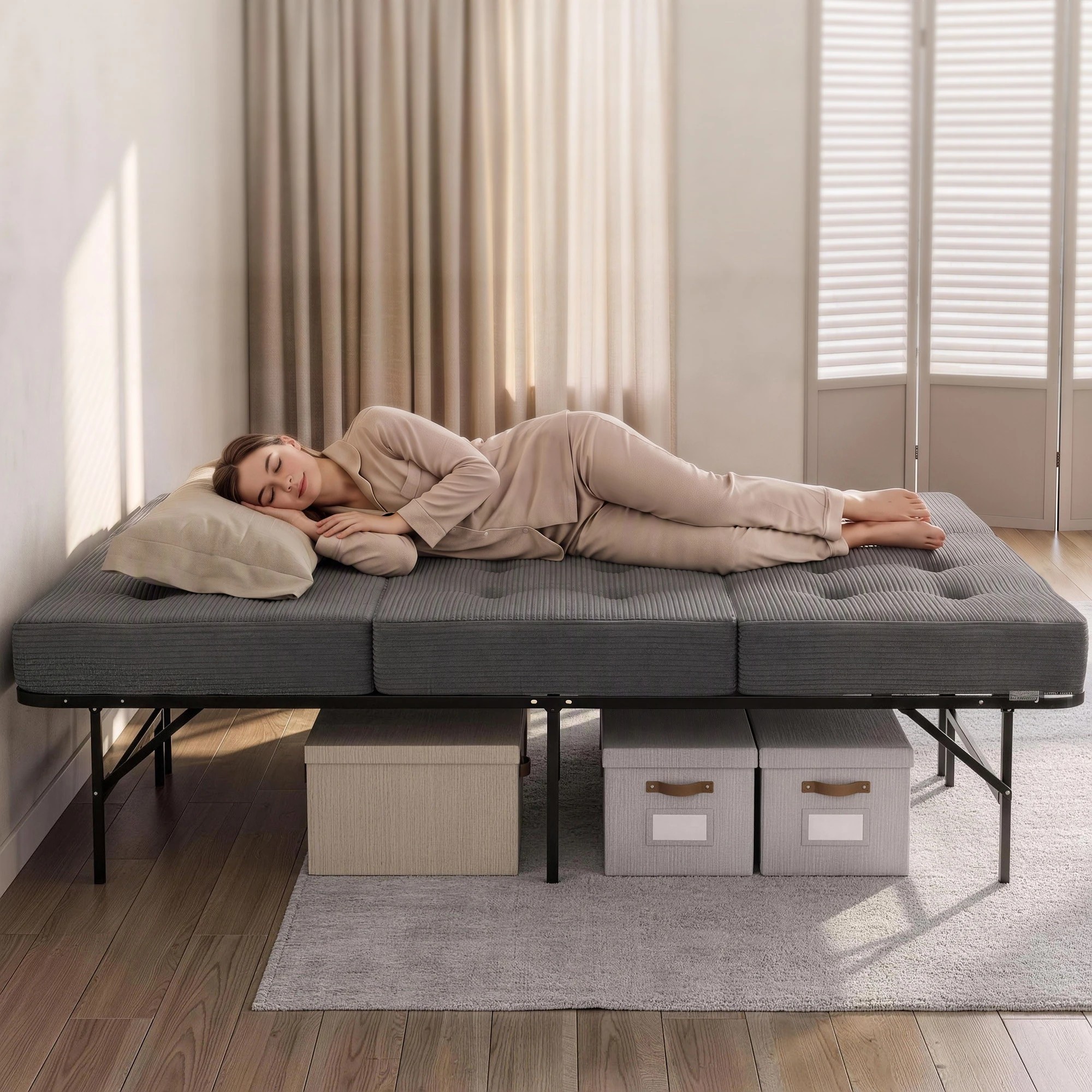 4 Giselle Bedding Folding Bed with Mattress Metal Frame Guest Bed 15cm Foam Foldable - Single Bed - Multi, 4 of 9