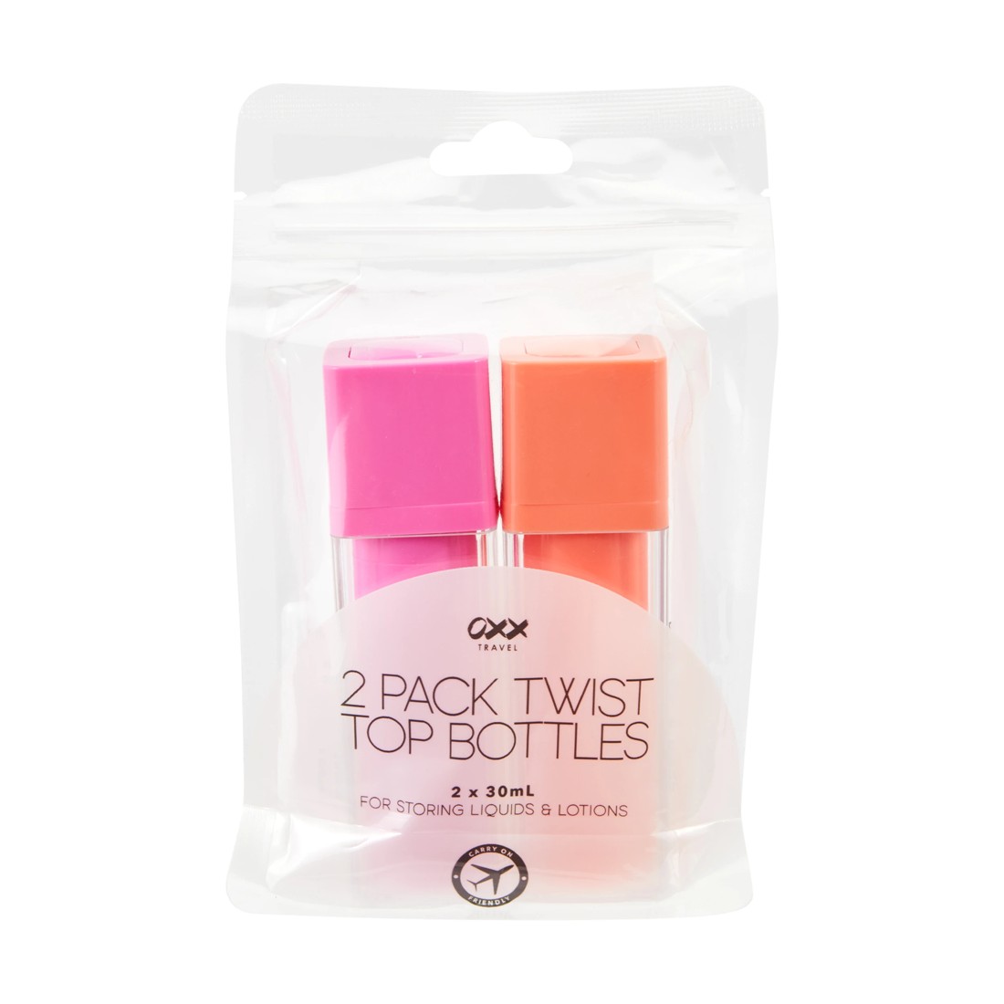 1 OXX Travel 2 Pack Twist Top Bottles - Rose Red and Orange, 1 of 4