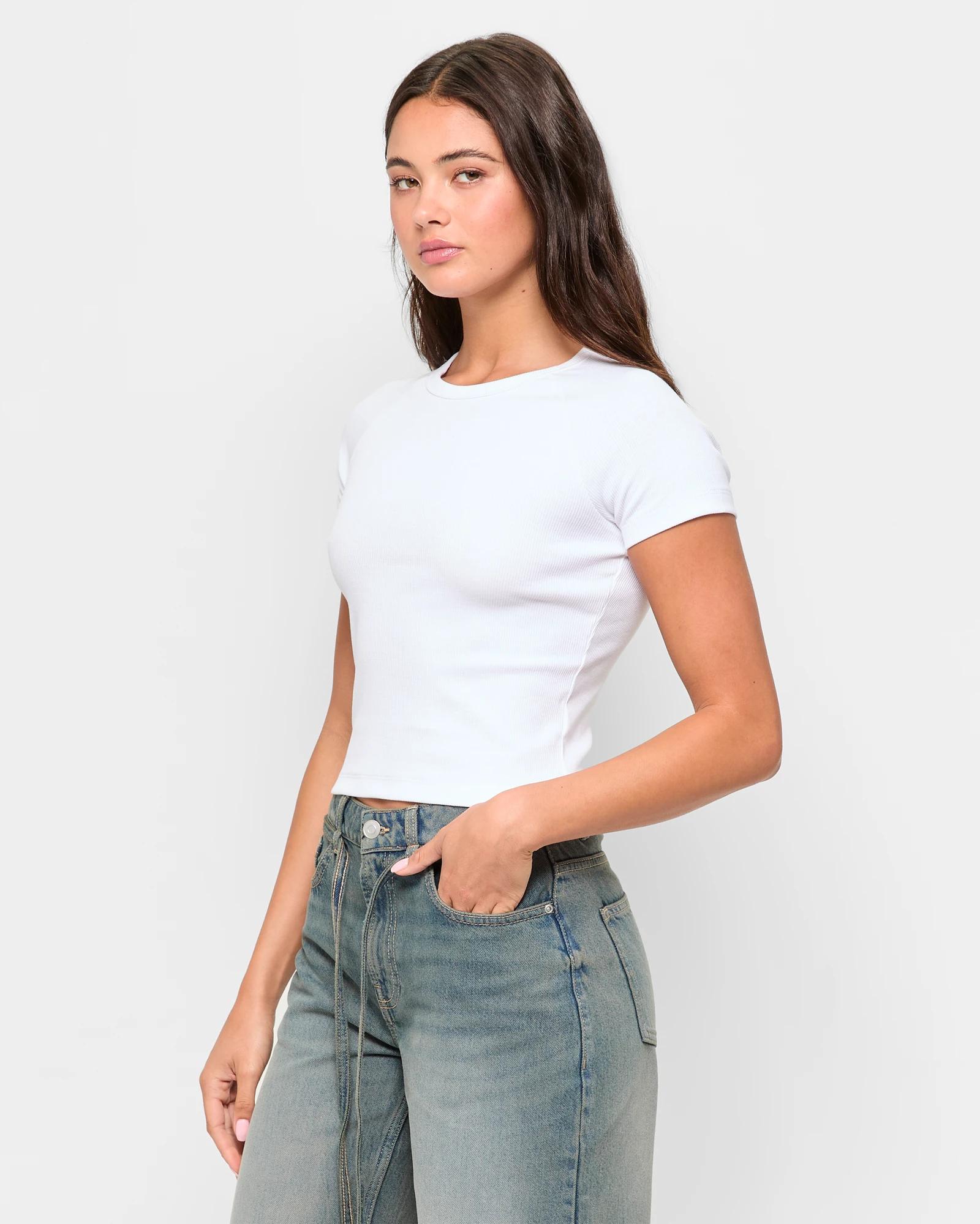 3 Australian Cotton Rib Raglan T-shirt - Lily Loves LILY WHITE, 3 of 5