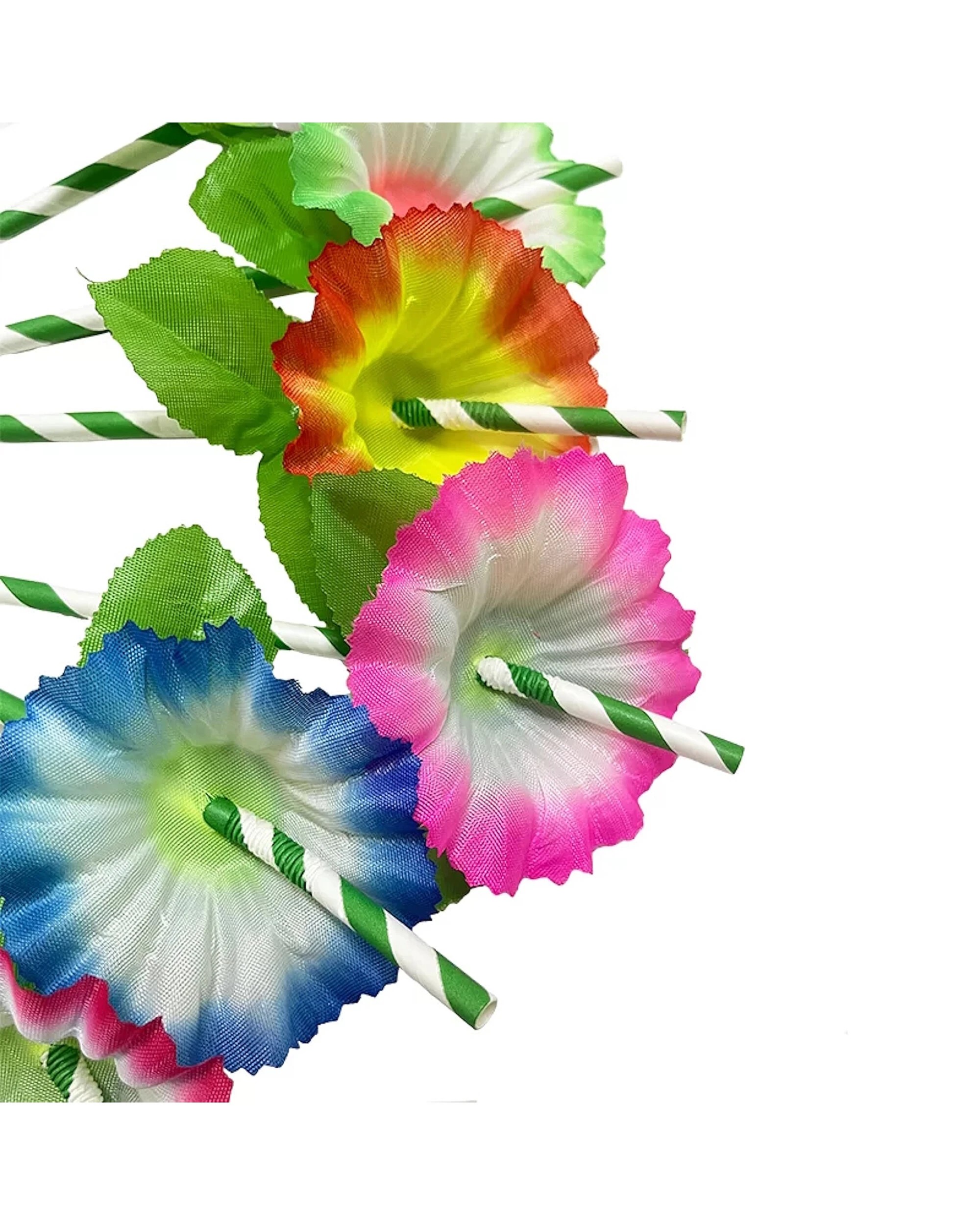 2 Party Maker Hawaiian Flower Paper Straws Pack of 6 - Multi, 2 of 4