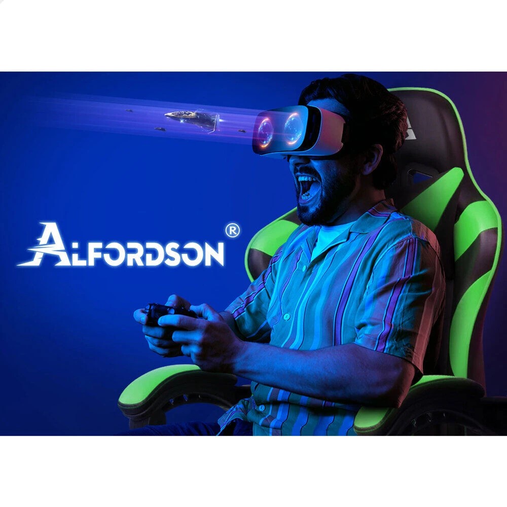 9 Alfordson Gaming Chair Office Massage Computer Racing Seat PU Leather - Green, 9 of 10