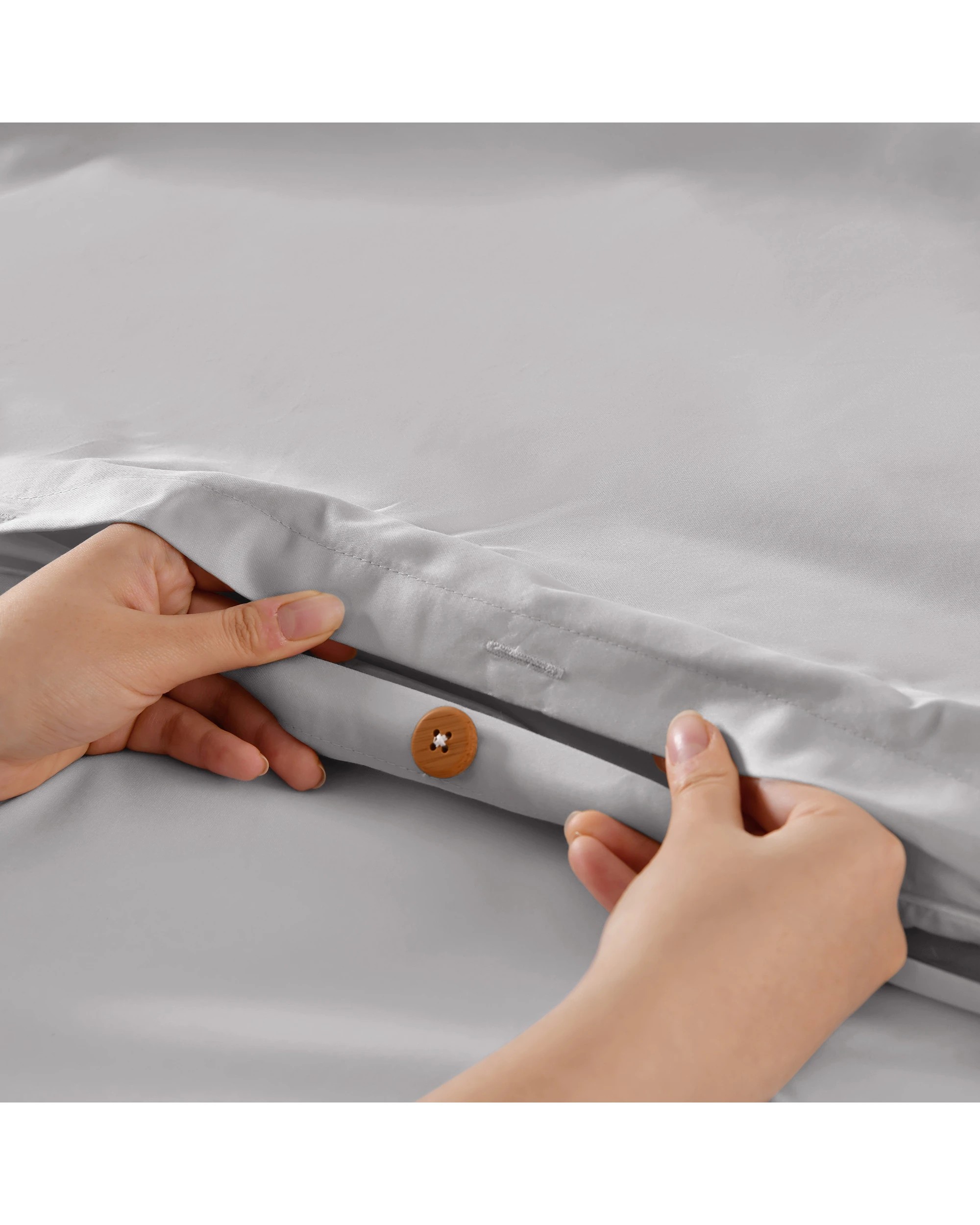 3 Dreamaker 1500TC Cotton Rich Sateen Quilt Cover Set - Single Bed - Dove Grey, 3 of 6