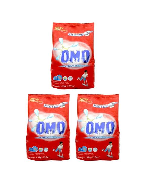 Omo 3PK Laundry Powder Detergent Ultra Fast Clean Tough Stain Removal 1.5kg - Assorted
