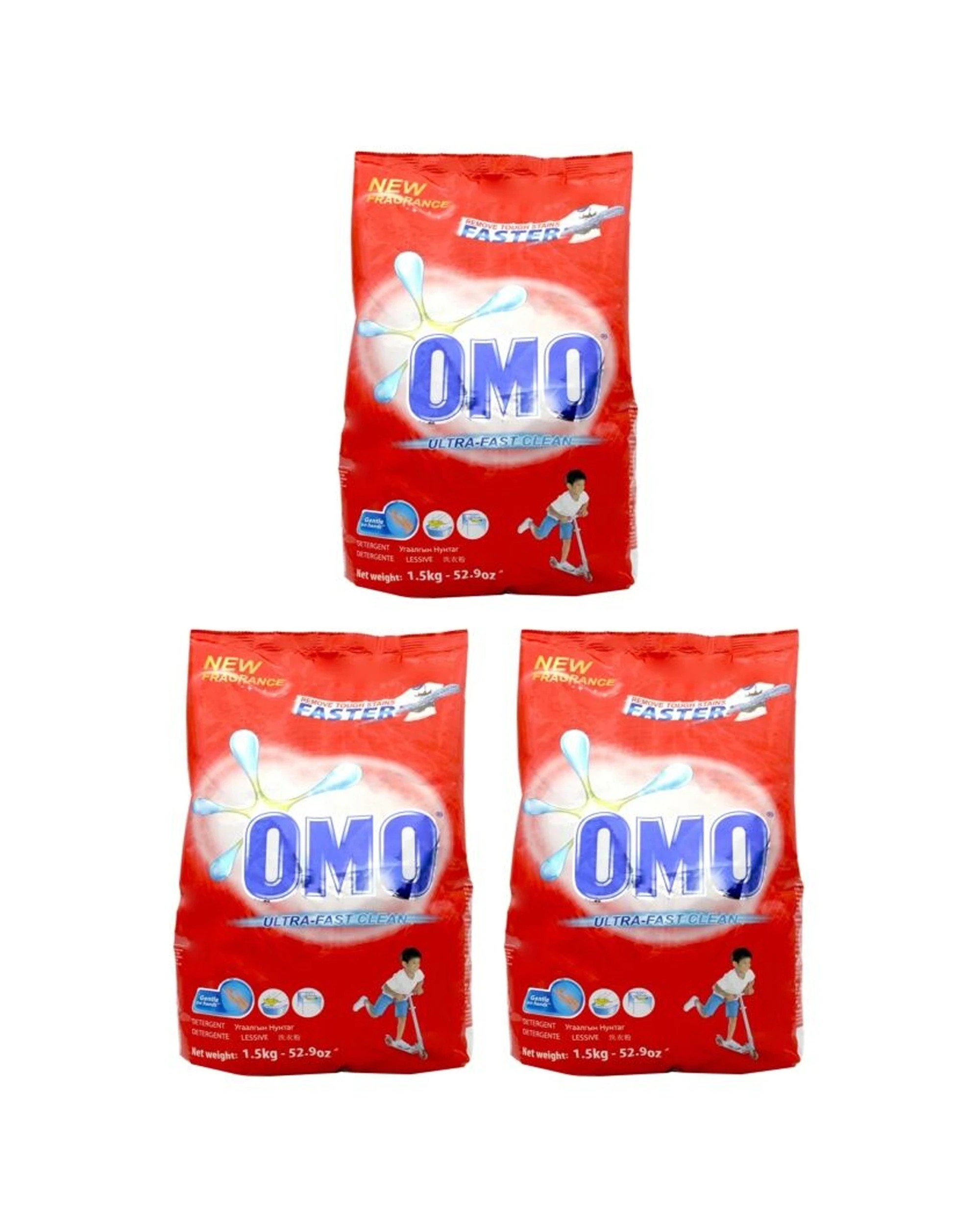 1 Omo 3PK Laundry Powder Detergent Ultra Fast Clean Tough Stain Removal 1.5kg - Assorted, 1 of 5