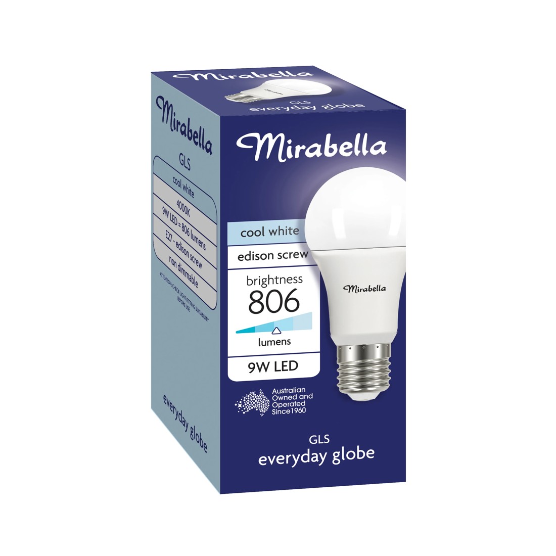 1 Mirabella E27 9W LED Cool White GLS Everyday Globe, 1 of 6