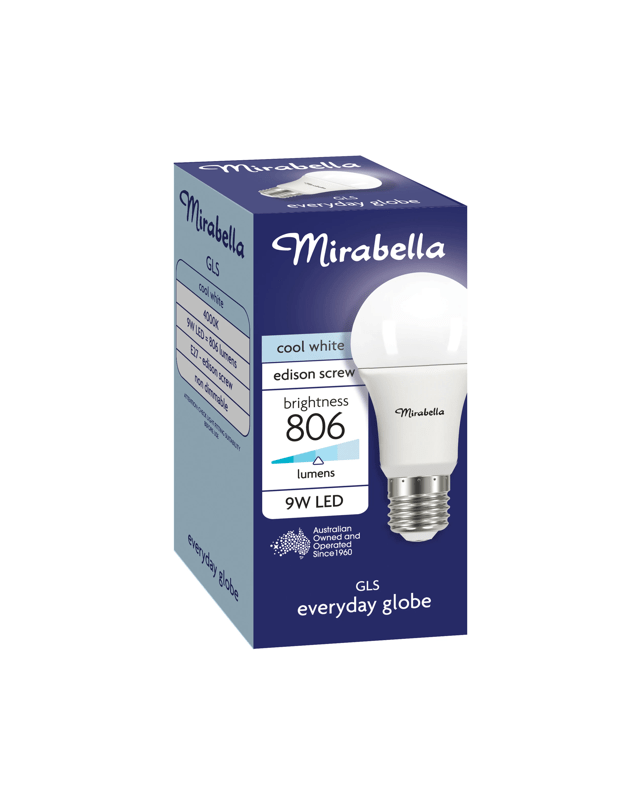 Mirabella E27 9W LED Cool White GLS Everyday G