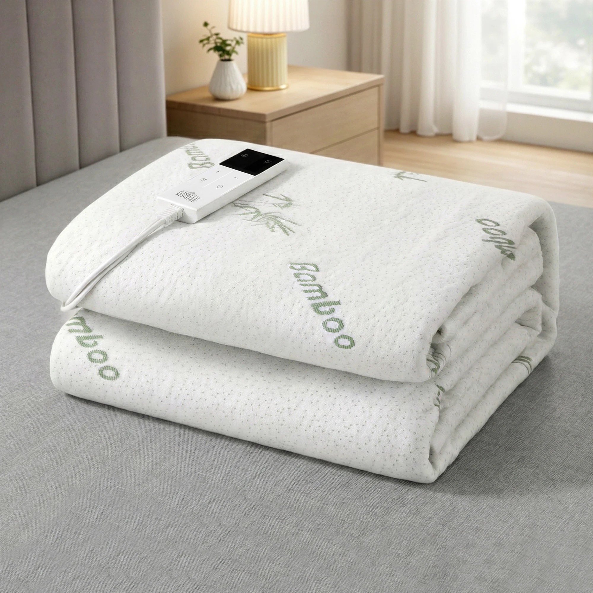 10 Giselle Bedding Giselle Electric Blanket Bamboo Fabric Single Fitted Heated Pad Underlay - Single Bed - White, 10 of 10