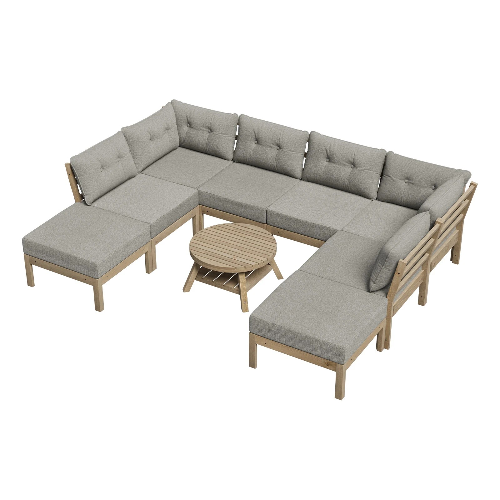 1 Livsip 9PCS Outdoor Sofa Set Lounge Setting Patio Furniture - Beige, 1 of 8
