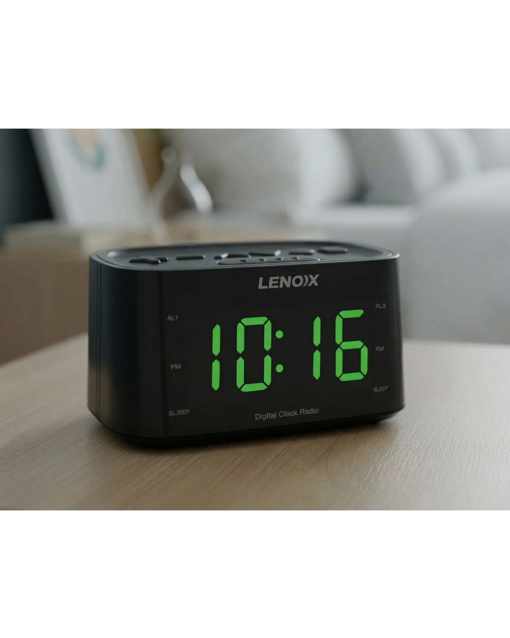 2 Lenoxx Smartphone-Charging Alarm Clock & FM Radio (Black) w/ USB Port, 2 of 4