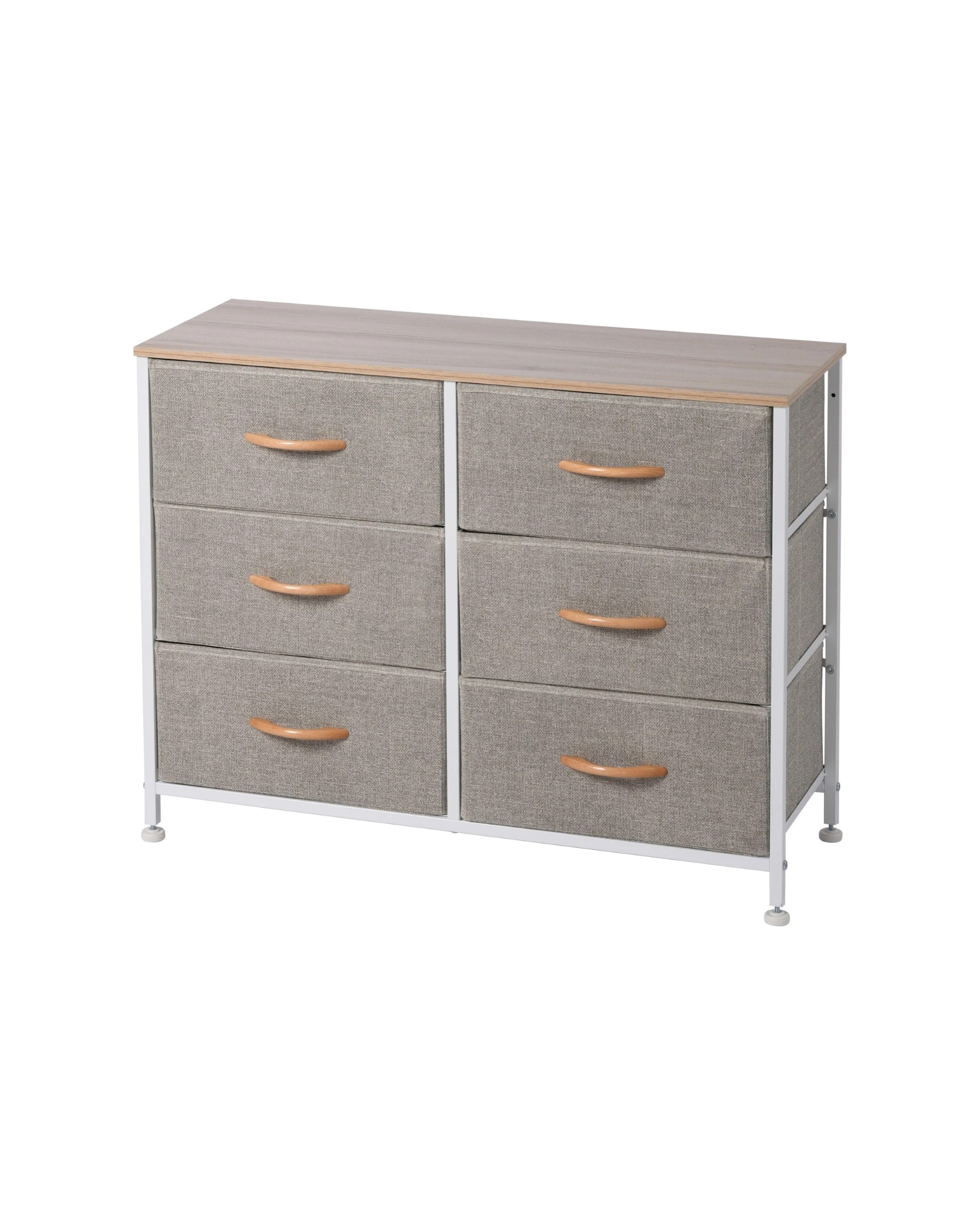 1 Sherwood Luna 6 Drawer Fabric Home Storage Dresser - Cream, 1 of 8