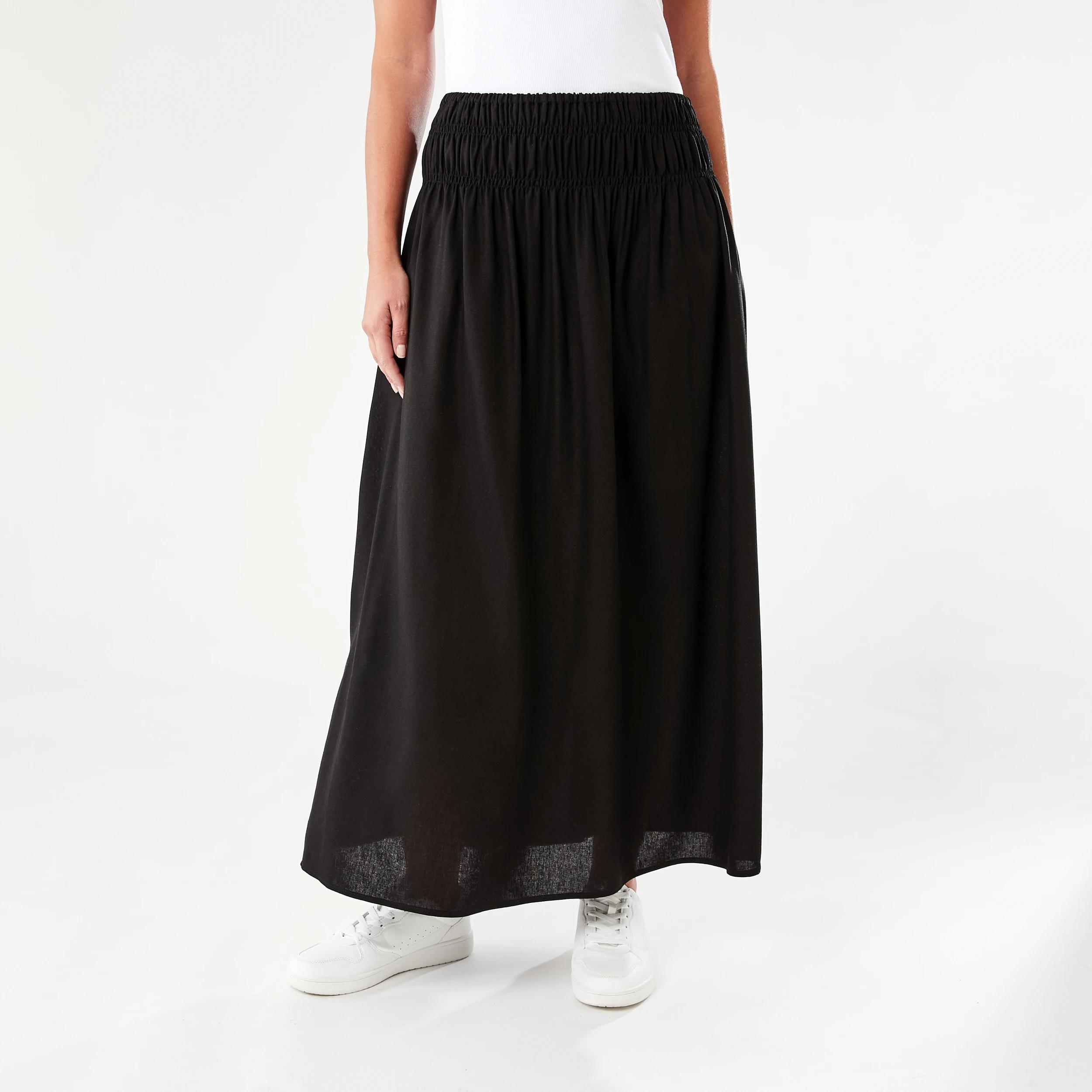1 Gathered Maxi Skirt BLACK, 1 of 4