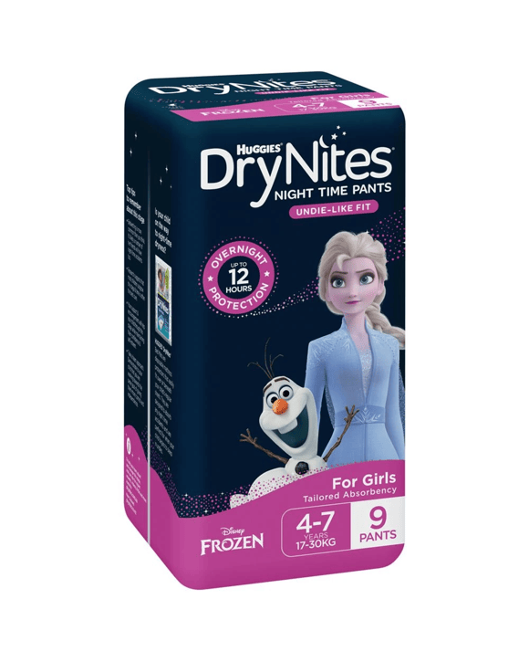 Huggies DryNites Pyjama Pants Size 4 Girl 9 Pack