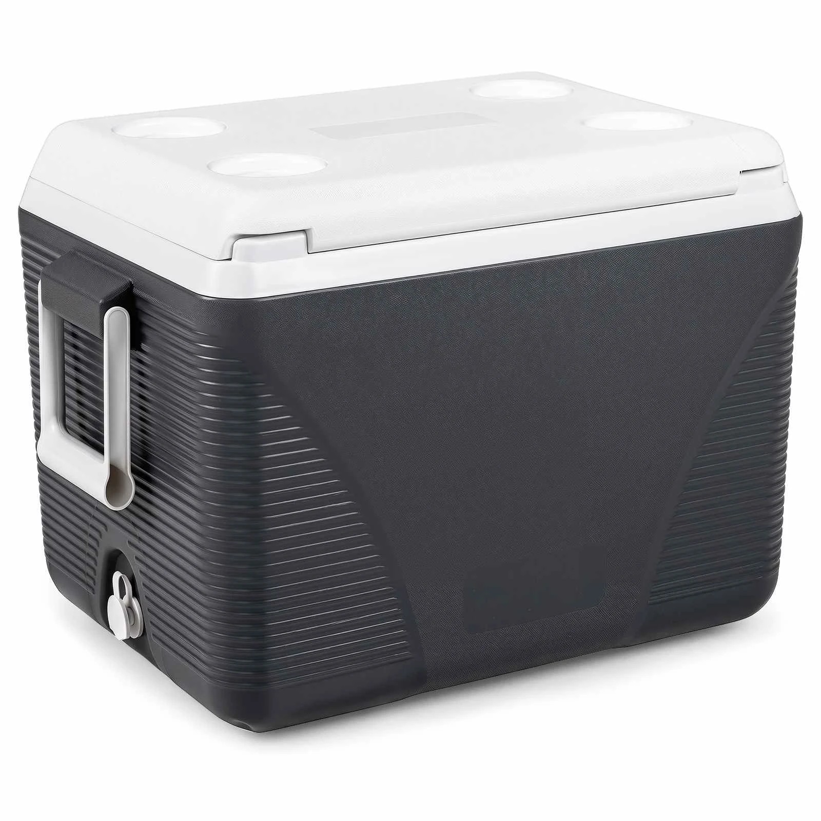1 Costway 41L Portable Hard Cooler Injection Molded Insulated Ice Chest w/4 Cup Holder - Black, 1 of 1