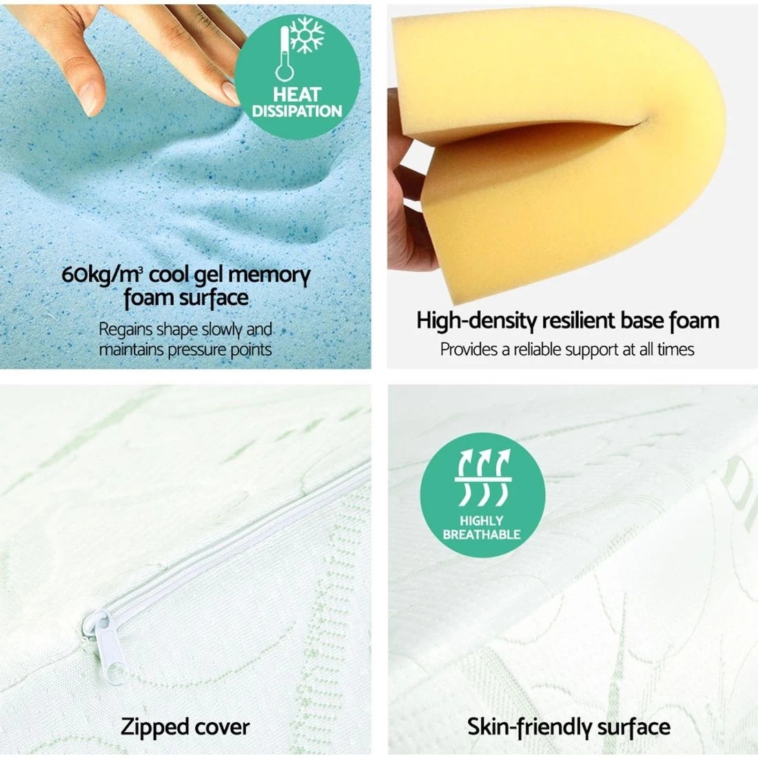 6 Giselle Bedding Wedge Pillow Bamboo Cover - White, 6 of 8