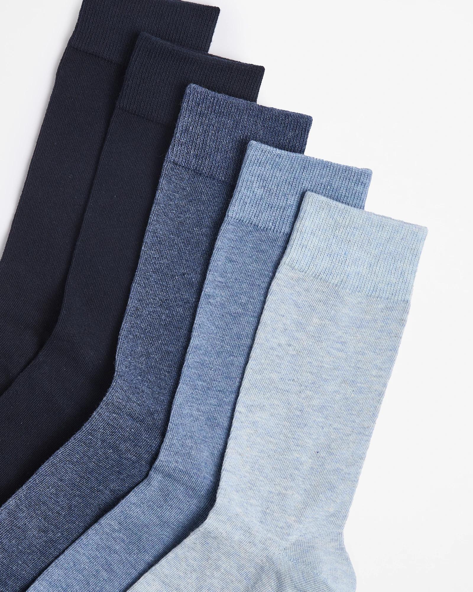 2 Australian Cotton Blend 5 Pack Business Crew Socks - Maxx BLUES PLAIN, 2 of 3