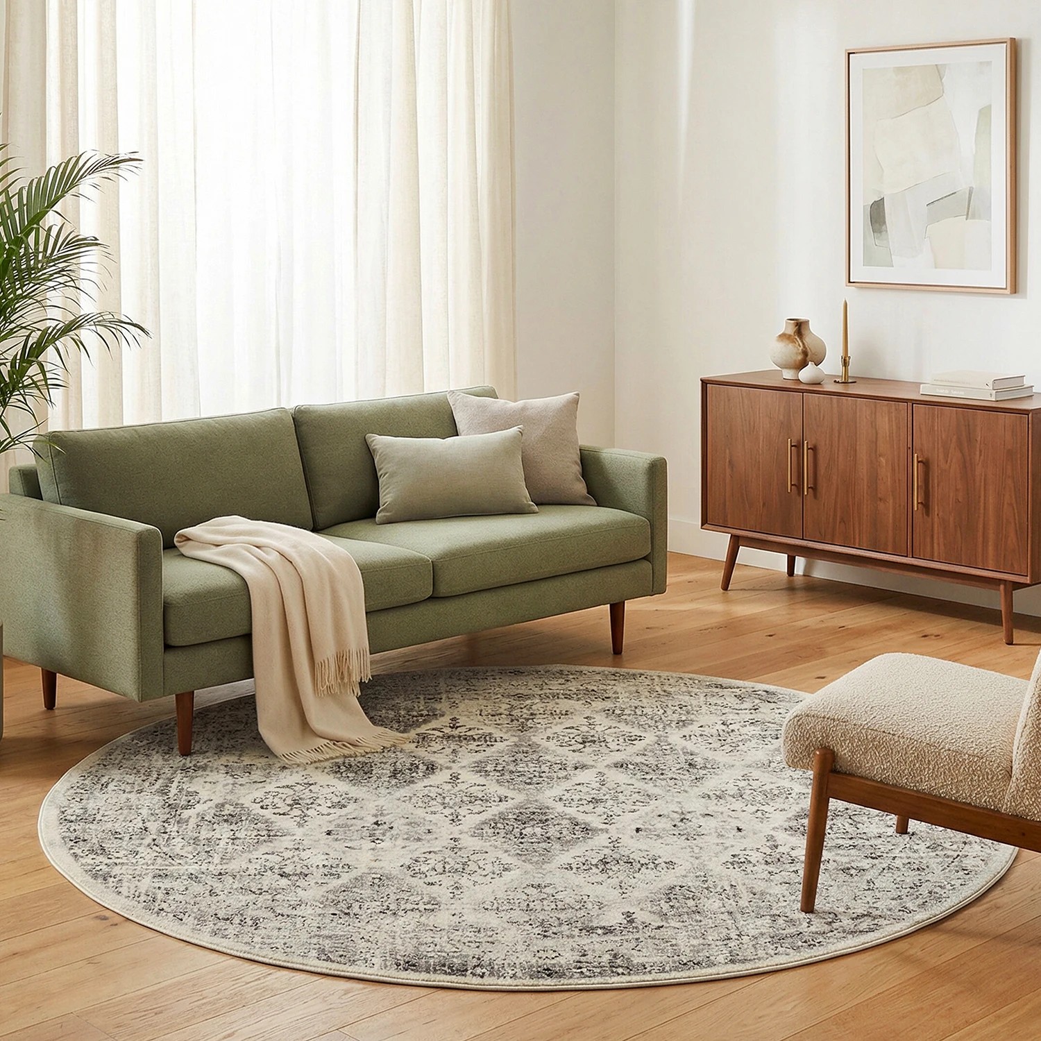 4 Common Ground Rugs Era 999 150x150cm Round - Small Pet Friendly Rug - Grey, 4 of 7