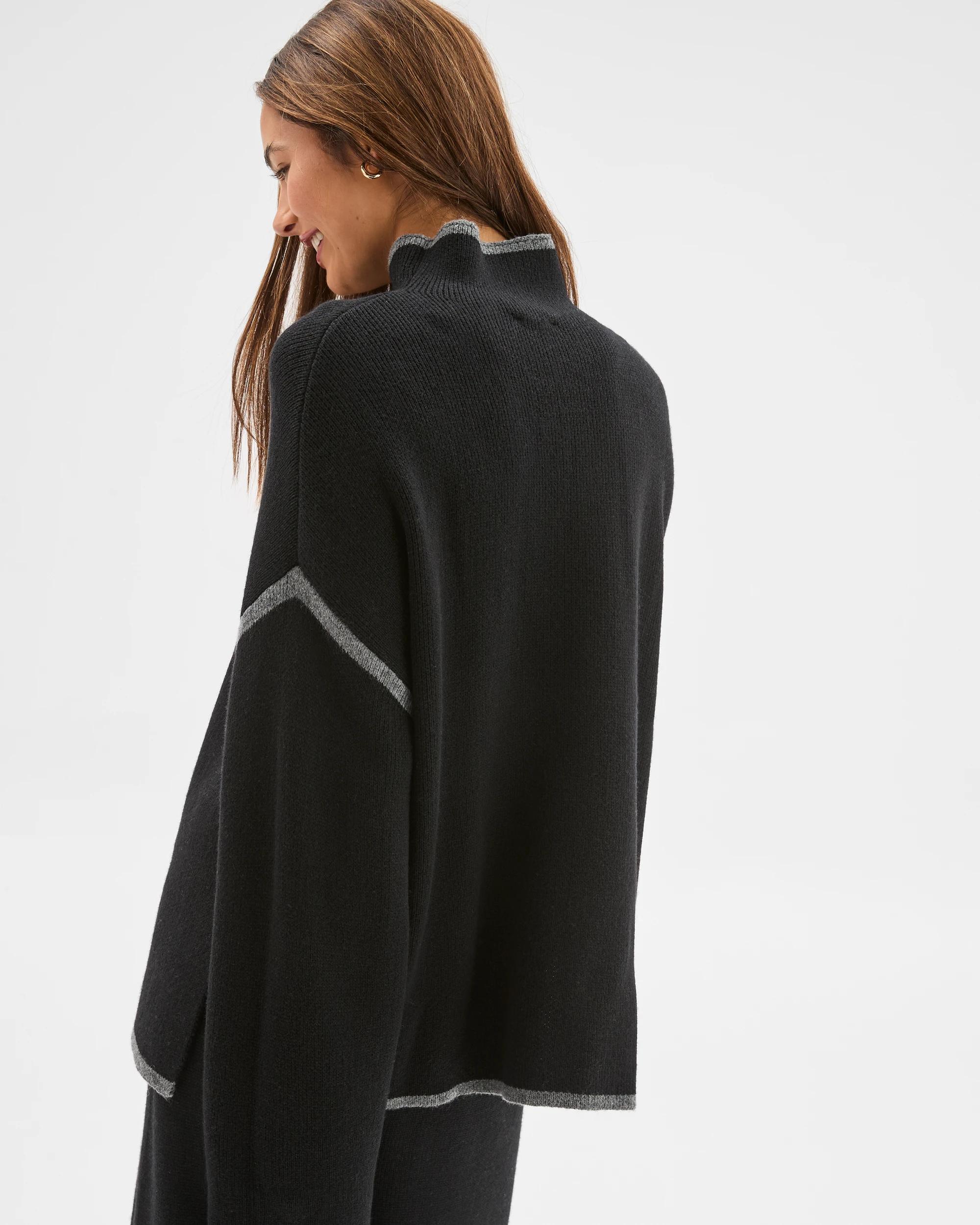6 Lily Loves High Neck Contrast Jumper BLACK, 6 of 6