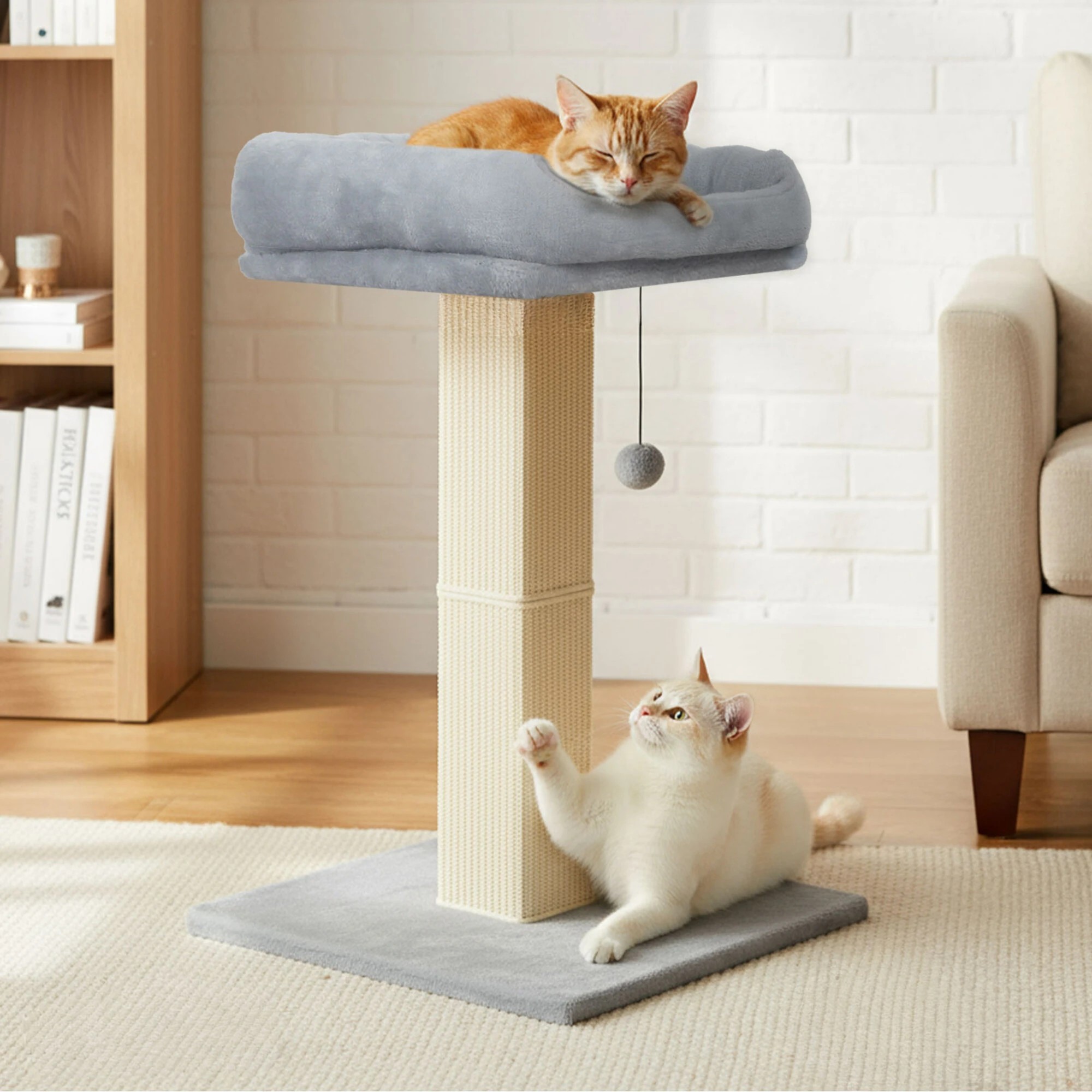 8 Pawz 2in1 Cat Scratching Post Pet Bed - Grey, 8 of 9