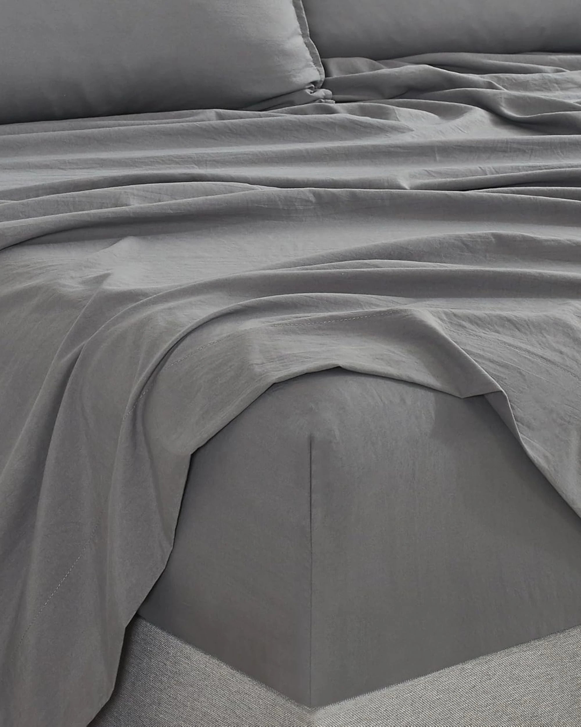 3 CleverPolly 100% Vintage Washed Microfibre Sheet Set - Super King Bed - Grey, 3 of 6