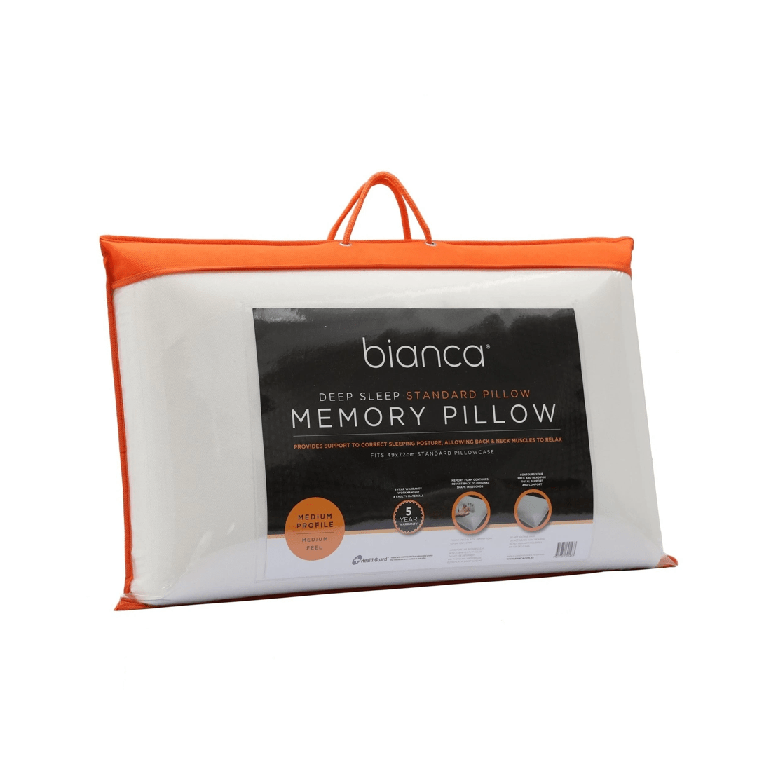 1 Bianca Bedding Deep Sleep Memory Foam Pillow, Standard 65 x 40 cm, Zippered Cotton Velour Protector
 - white, 1 of 2