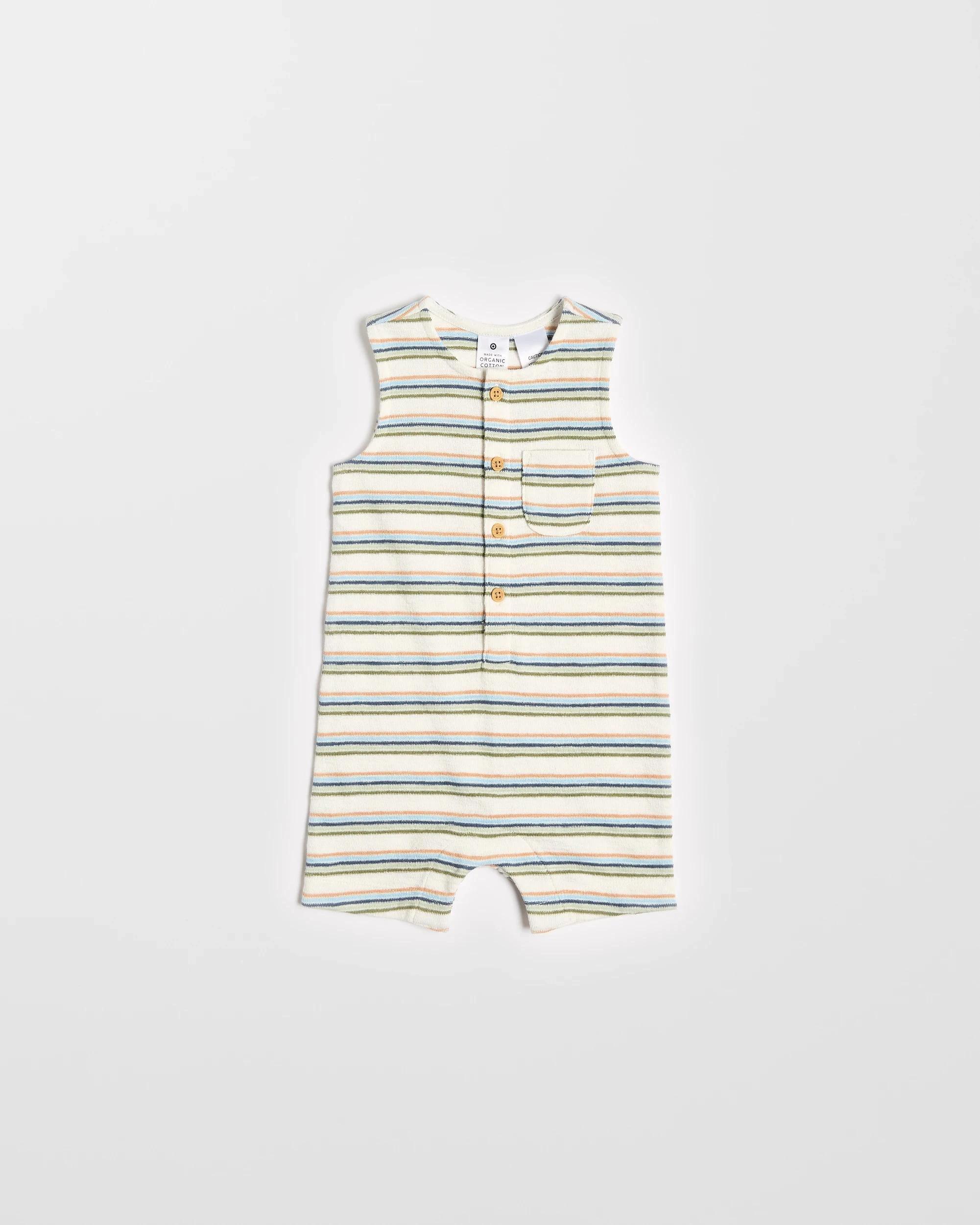 1 Target Baby Organic Cotton Knit Short Romper STRIPE, 1 of 4