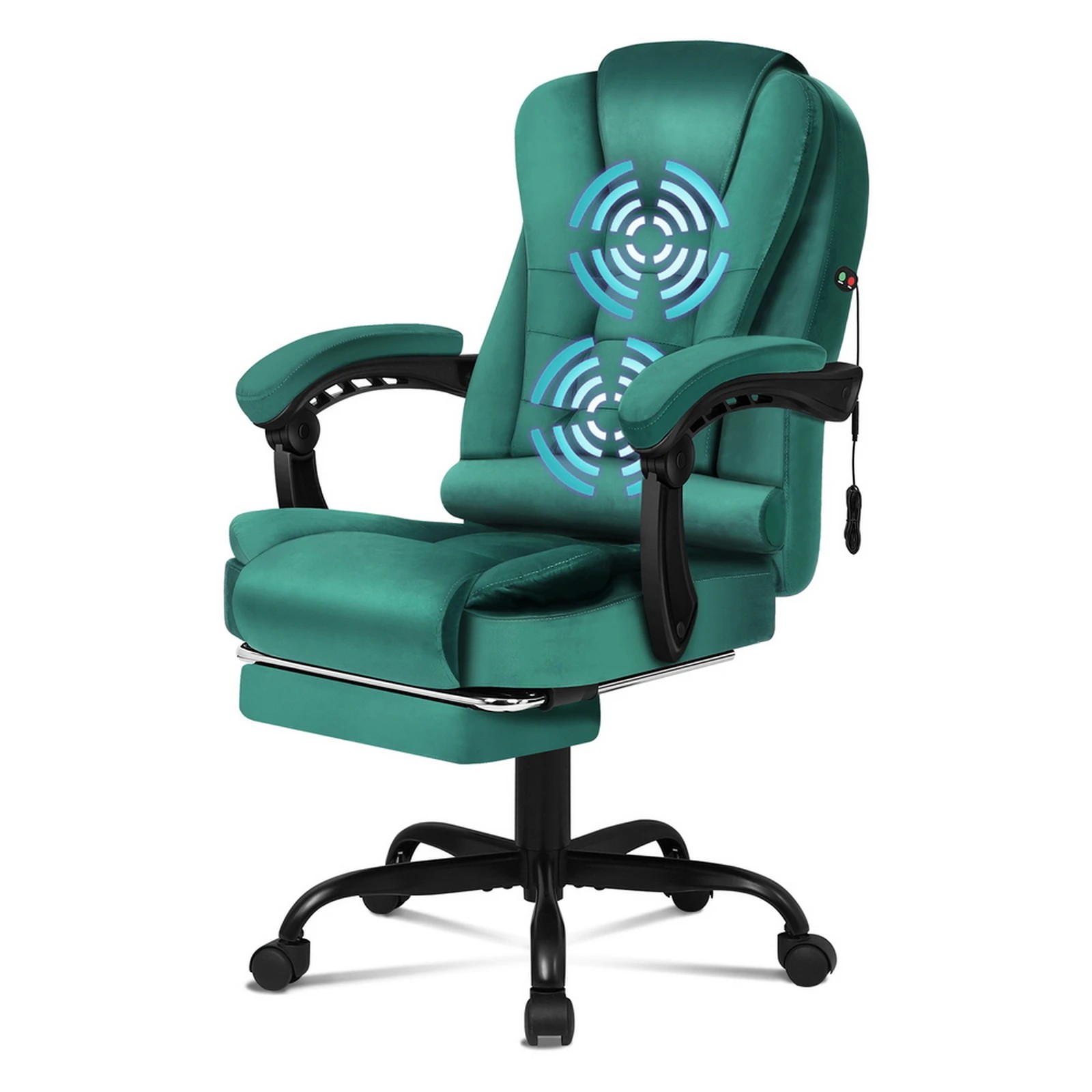 1 Alfordson Massage Office Chair Footrest Executive Gaming Racing Velvet Seat - Green, 1 of 10