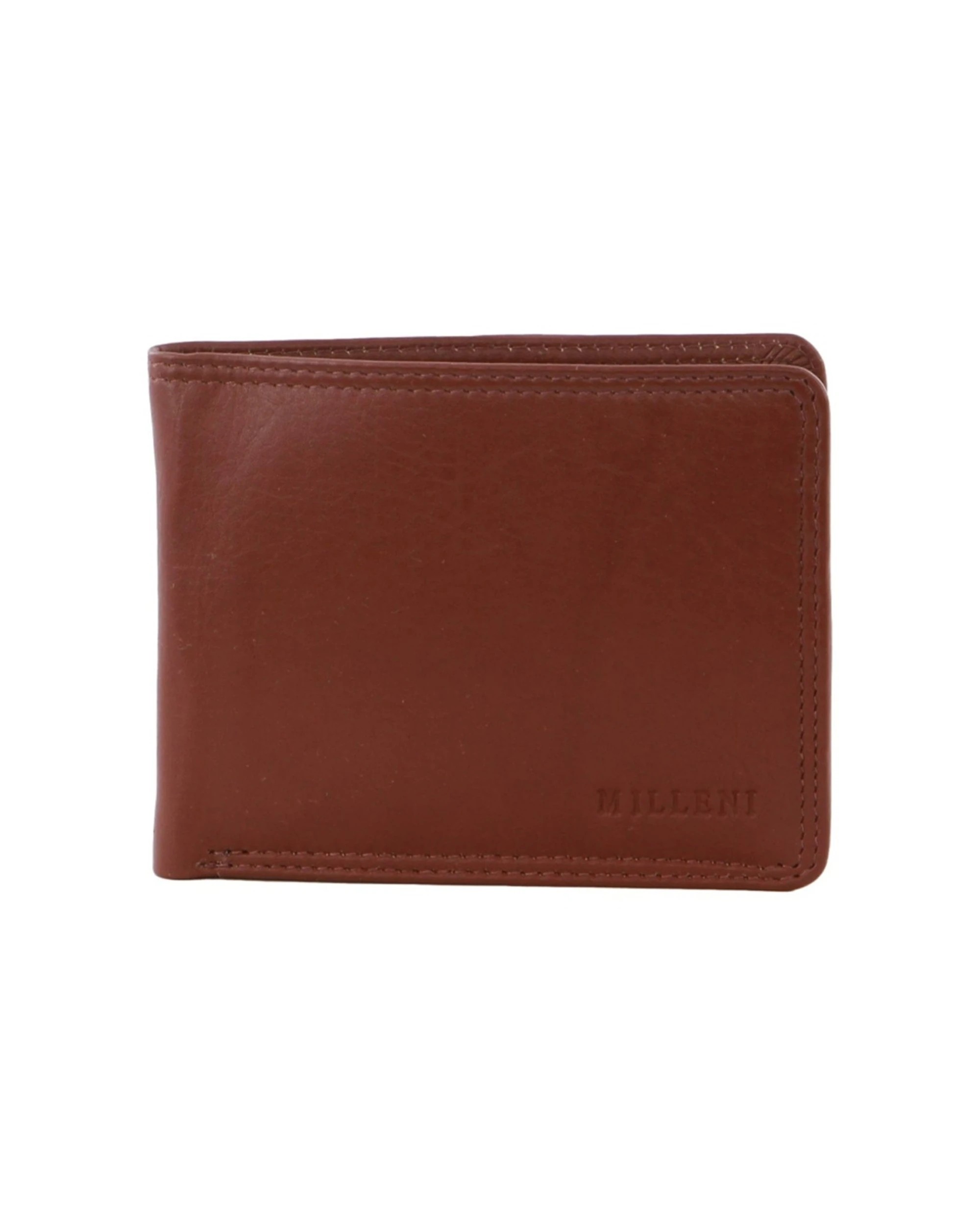 1 Milleni Men's Leather Wallet Accessory 12x1.5x9cm - Brown, 1 of 1