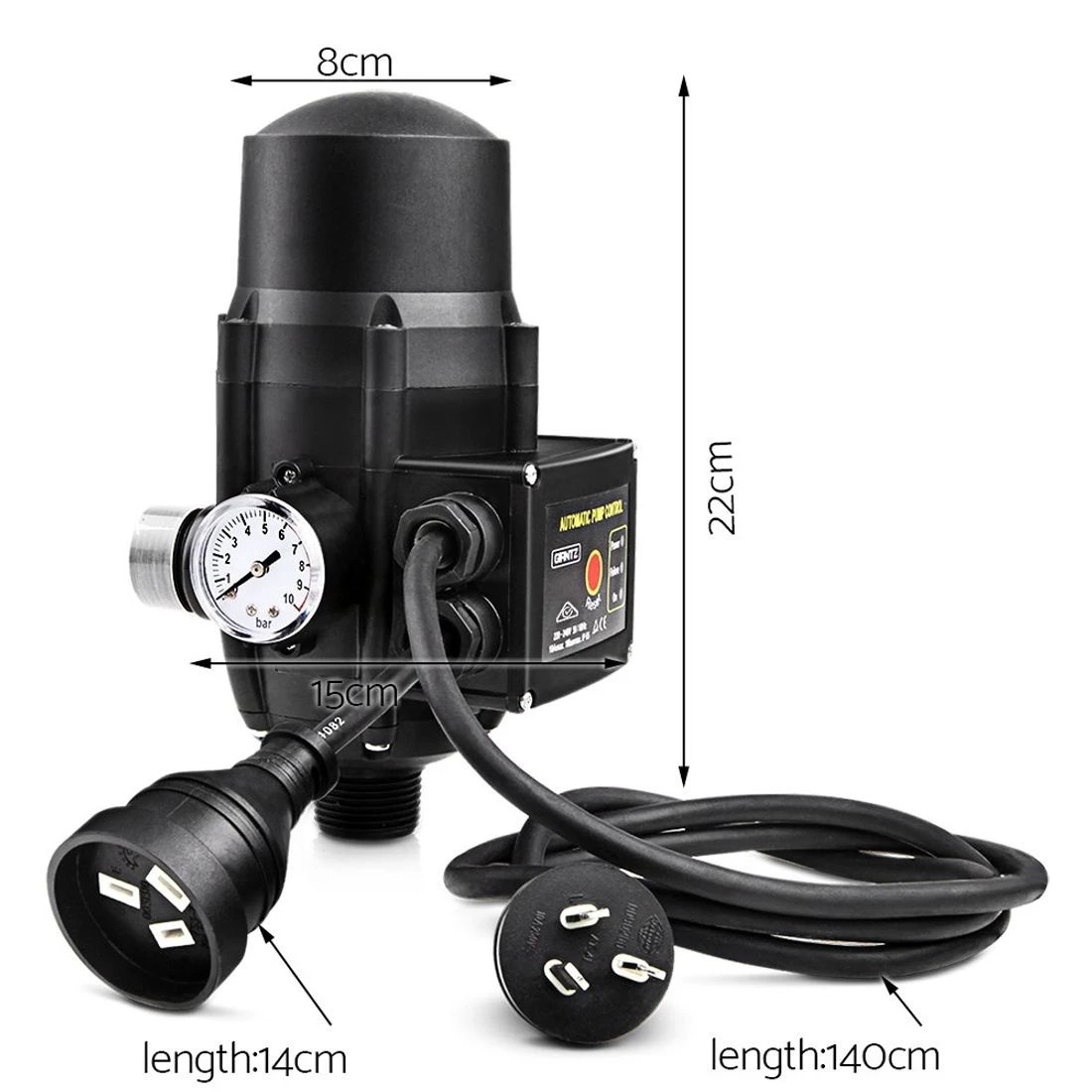 2 Giantz Water Pressure Pump Controller Auto Switch Control Electric Electronic - Black, 2 of 8