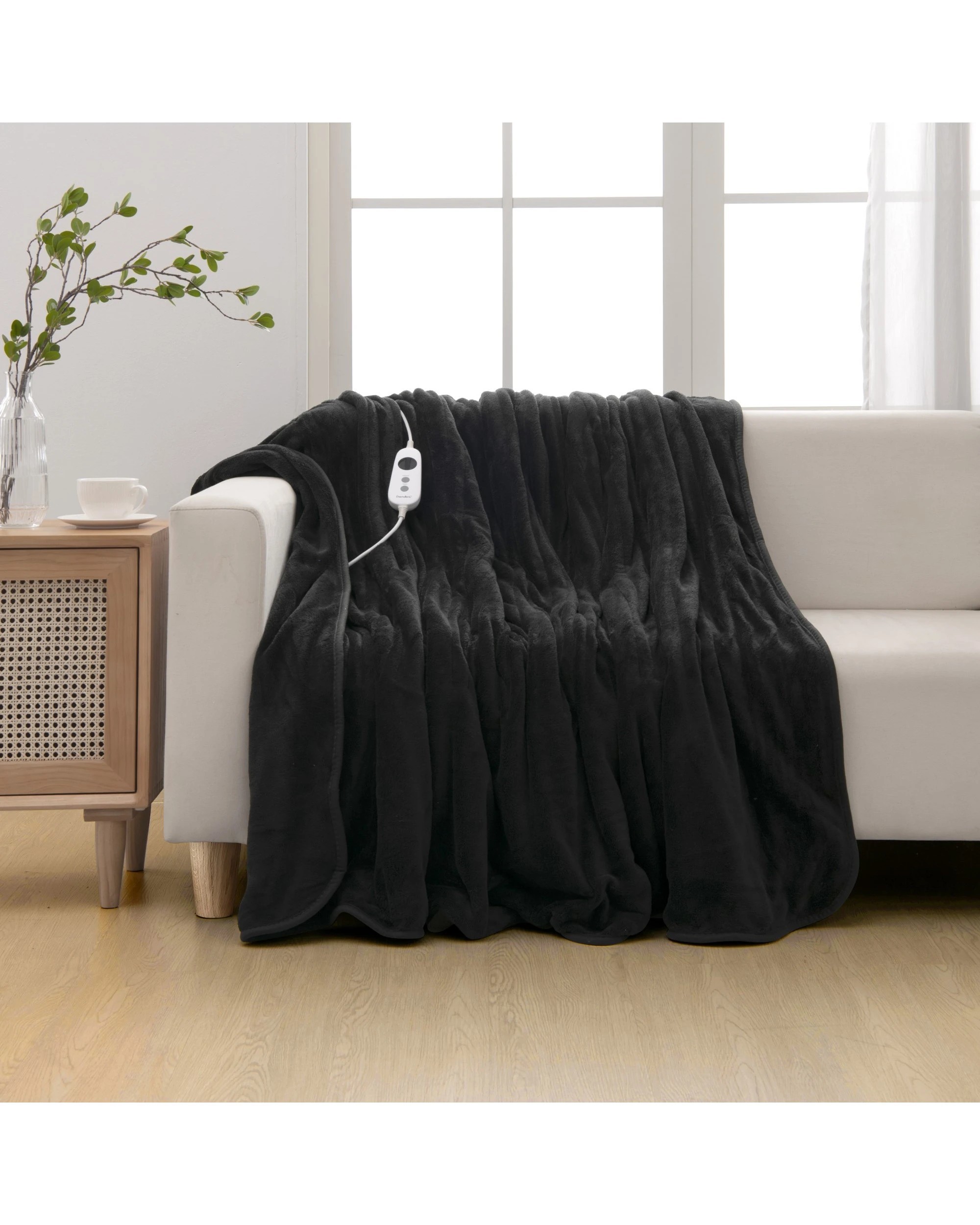1 Dreamaker Kingston Coral Fleece Electric Heated Throw Blanket 180x200cm - Charcoal, 1 of 6