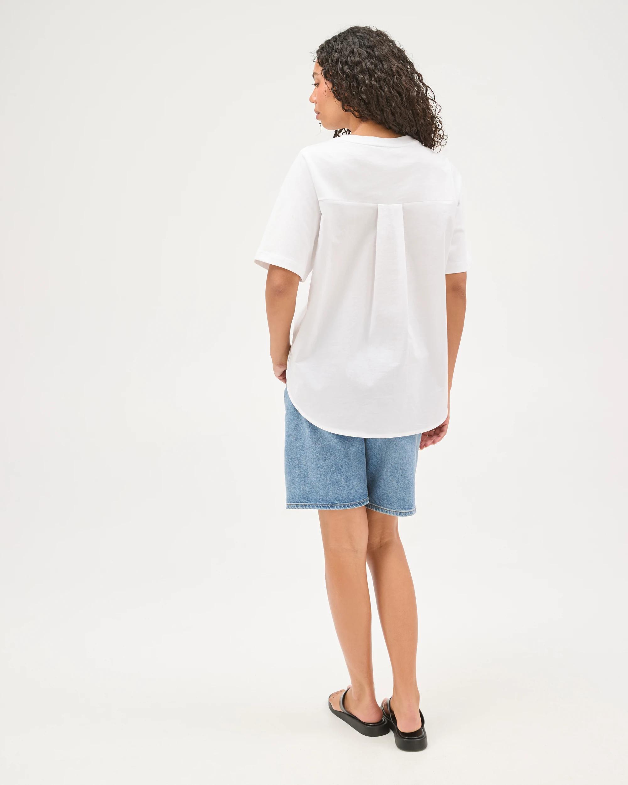 6 Target Woman Australian Cotton Boxy Fit Woven Back T-Shirt WHITE, 6 of 6